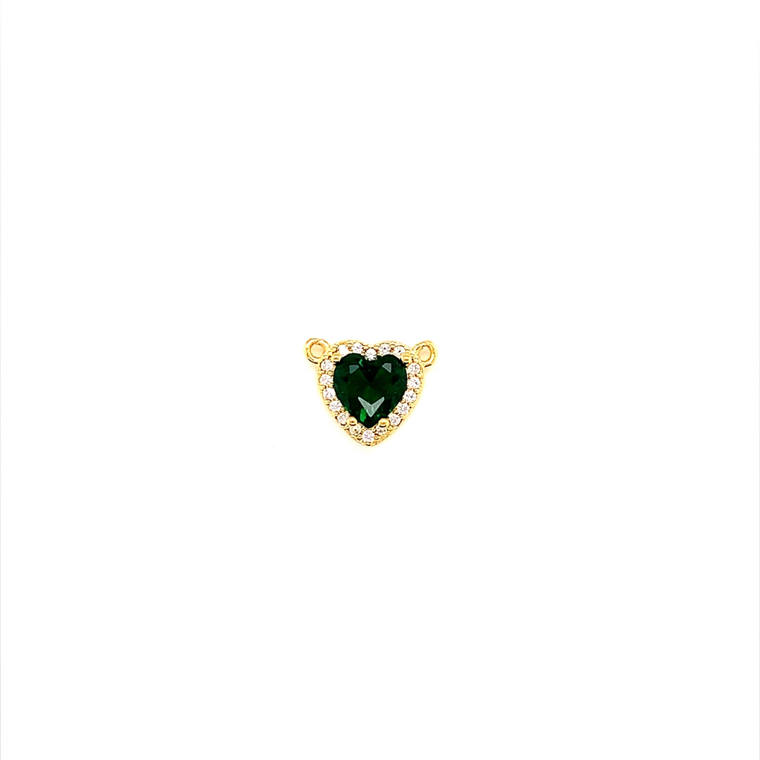 CZ Heart Connector - Gold Plated