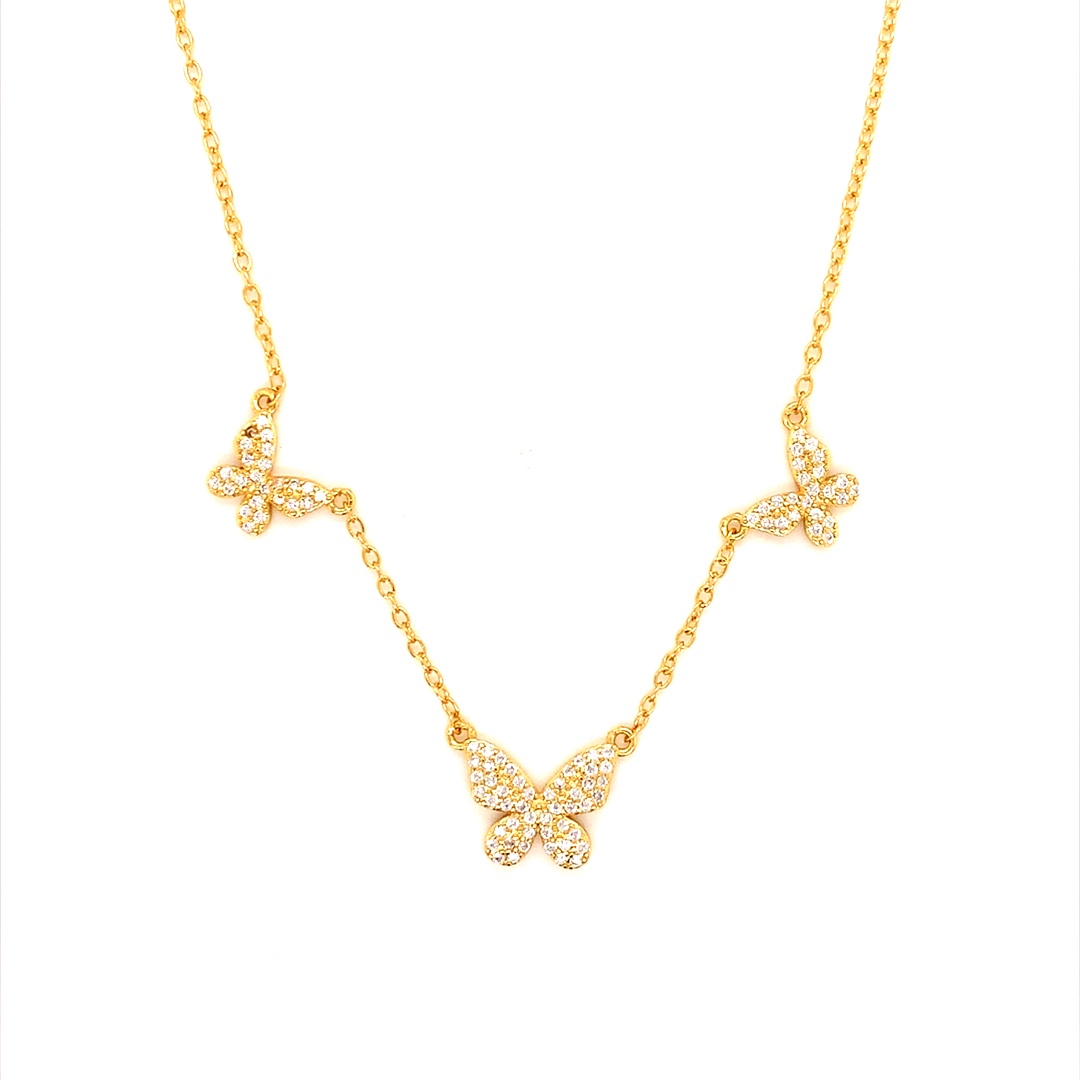 CZ Butterfly Necklace - Gold Plated