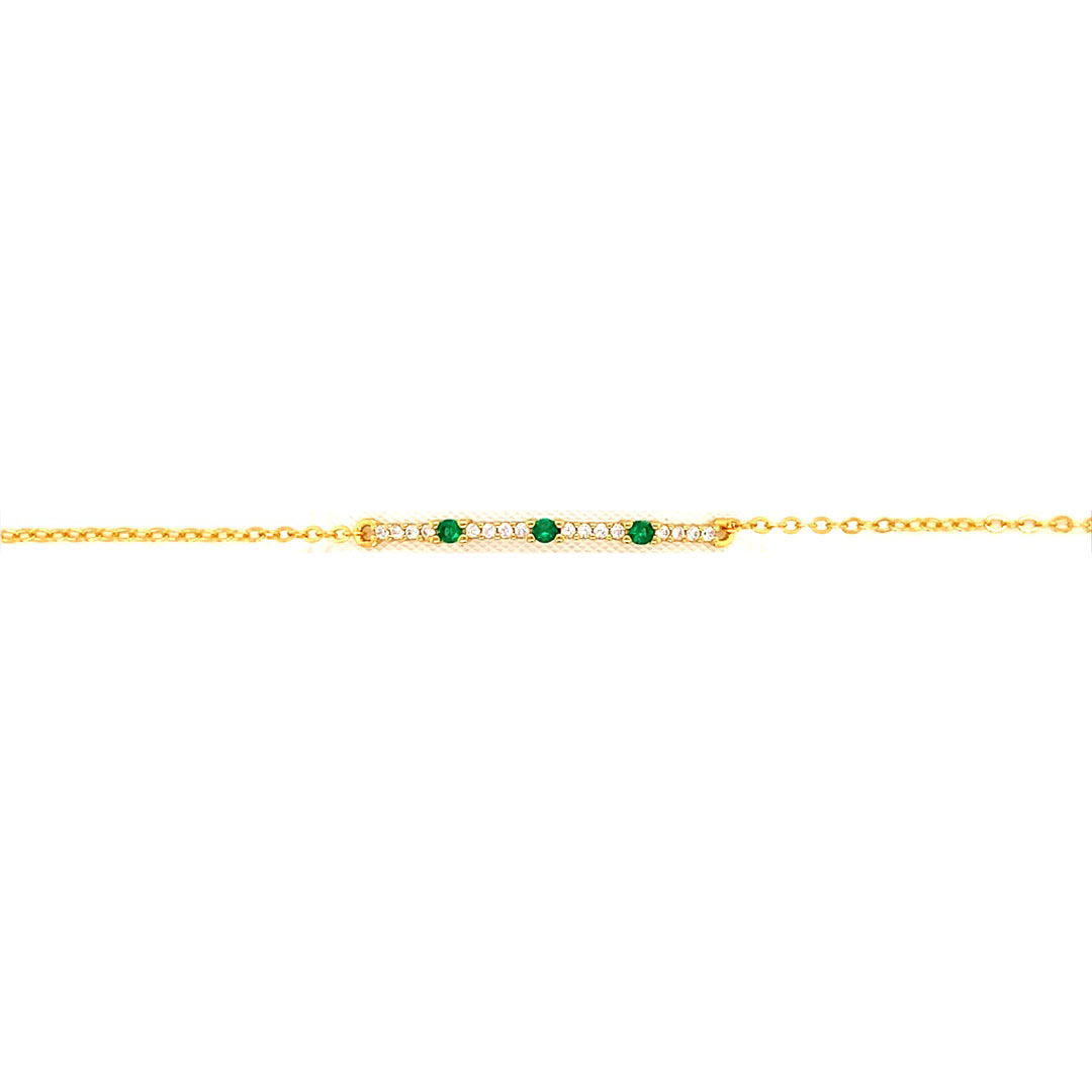 Emerald CZ Bar Bracelet - Gold Plated