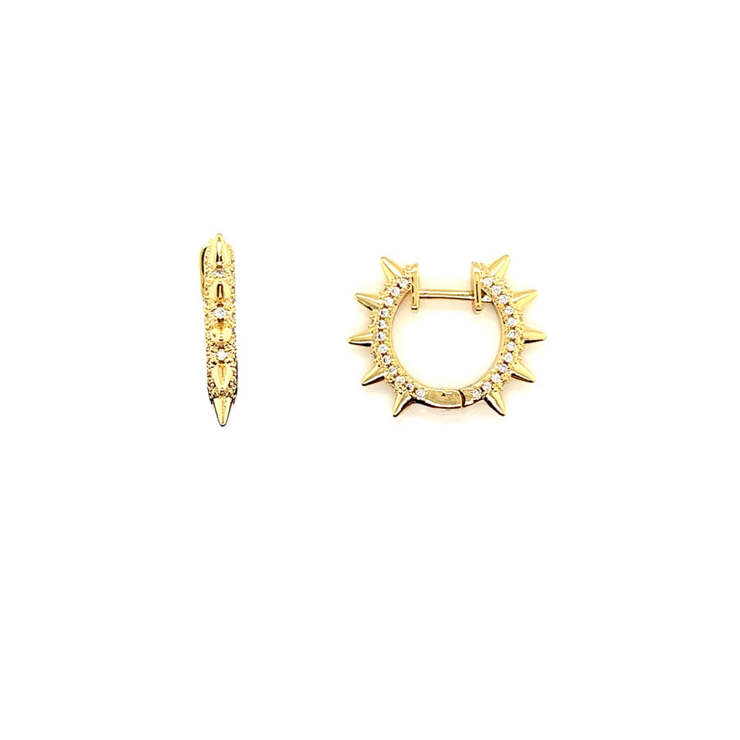 2.5mm x 16.5mm CZ Stud Hoop - Gold Plated