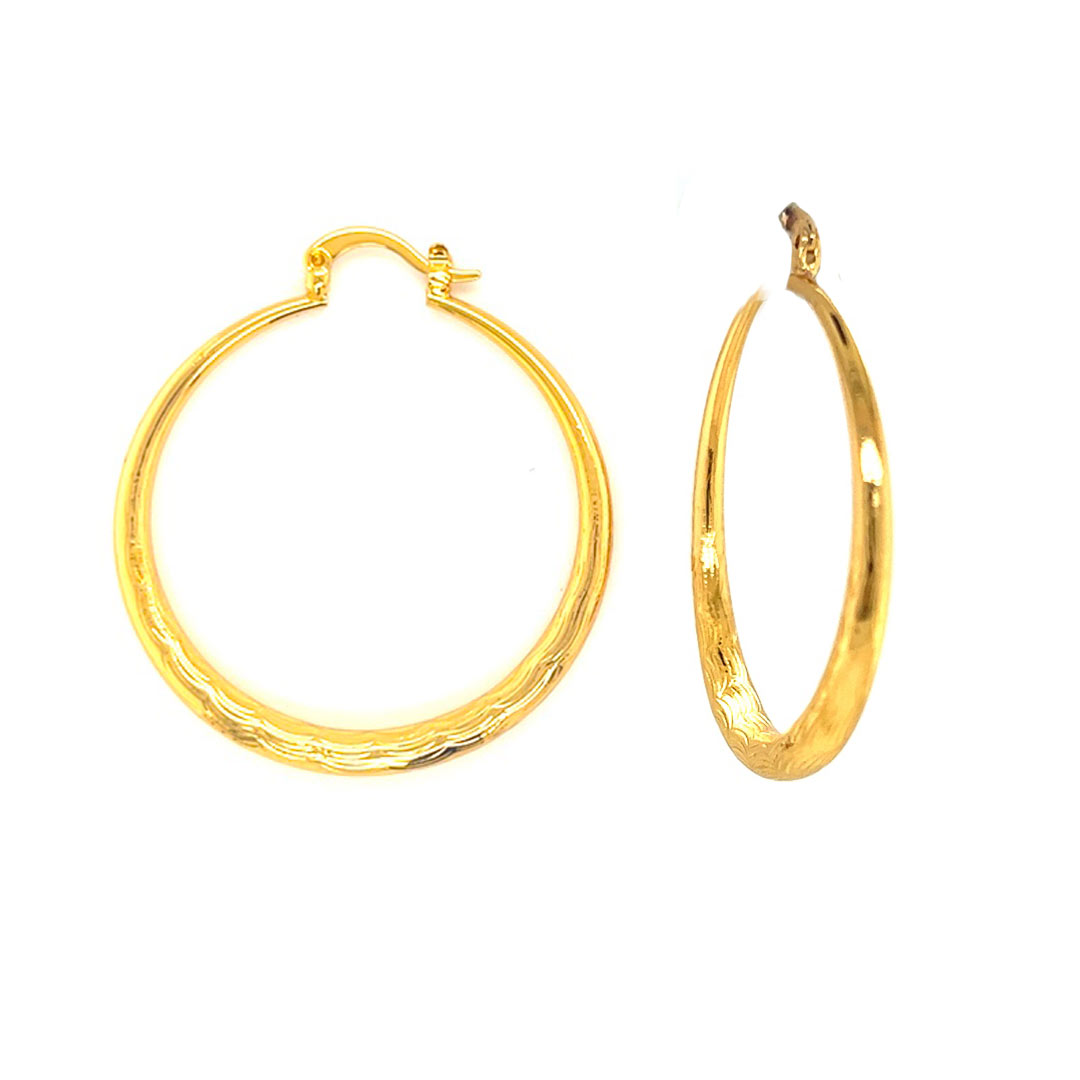 3mm x 40mm Textured Graduated Hoops - Gold Filled