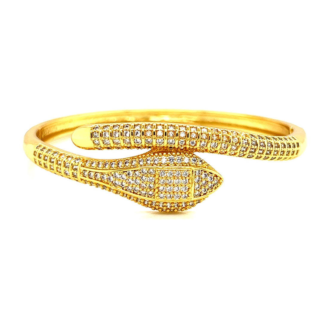 CZ Serpent Bangle - Gold Plated