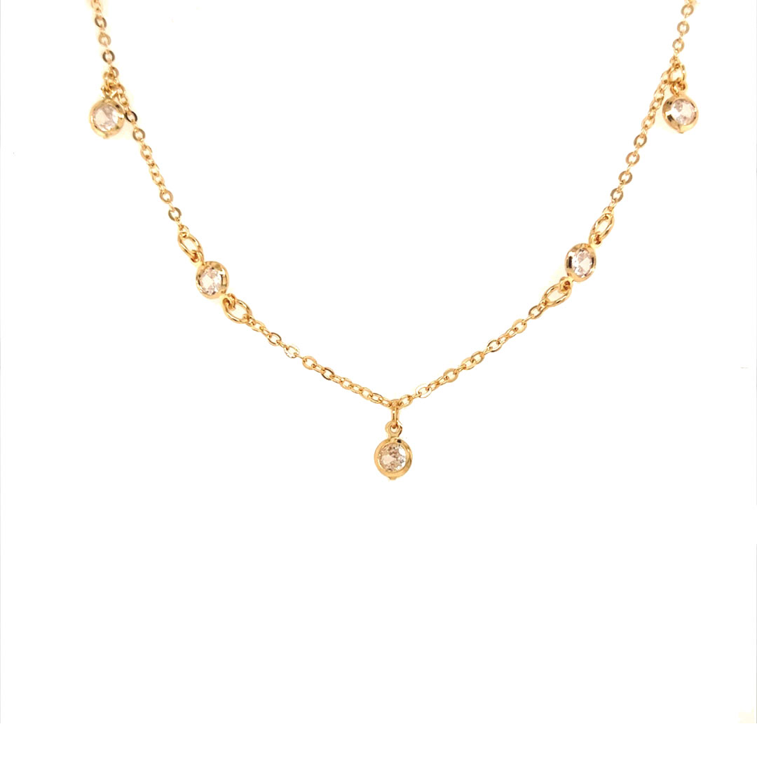 24.5" Dangling CZ Cable Chain with 2" Extension - Gold Filled
