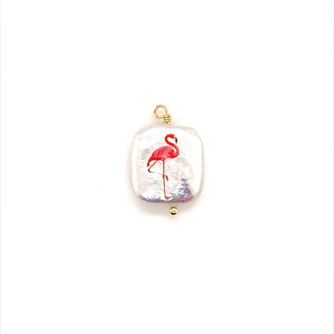Flamingo Pearl Charm - Gold Plated