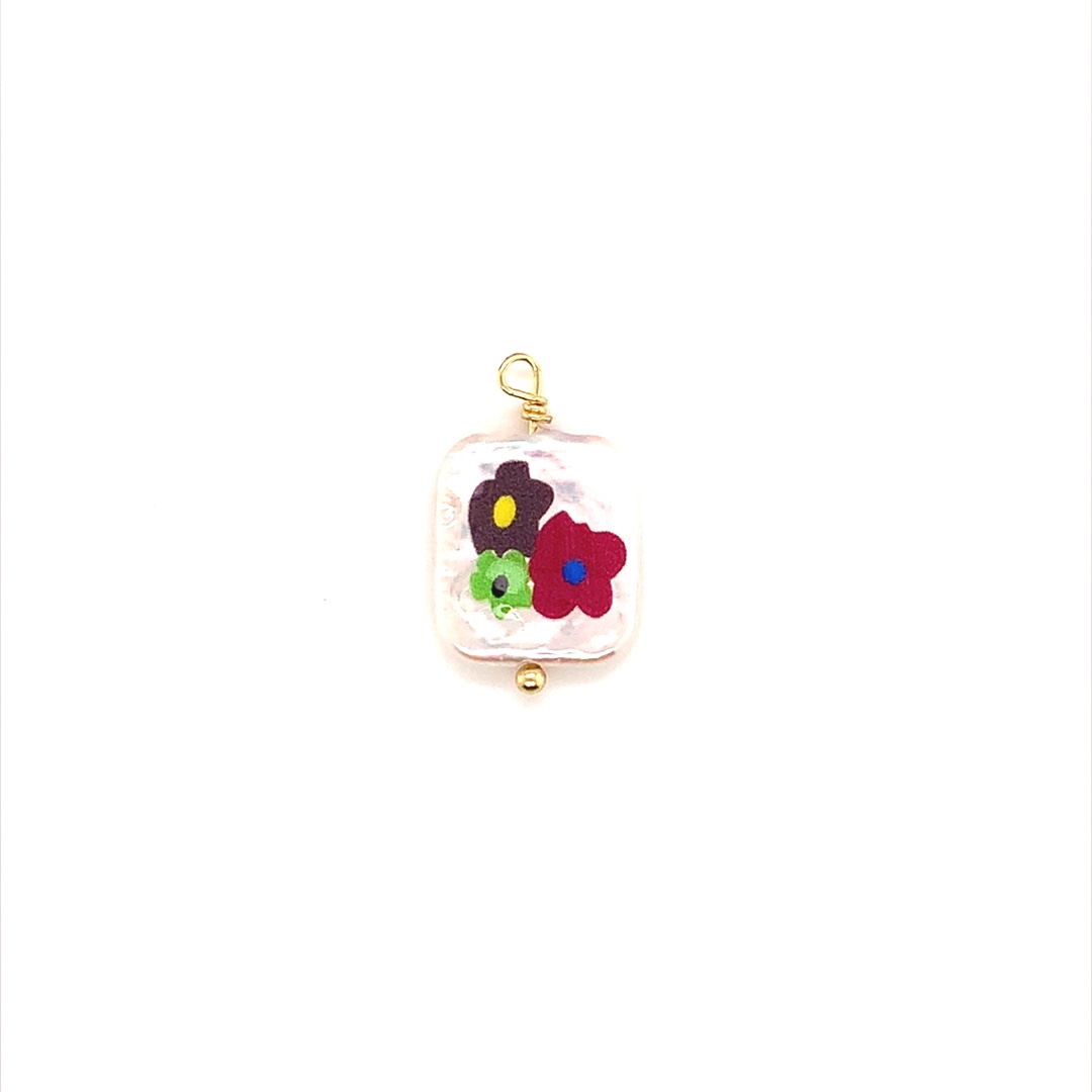 Flower Pearl Charm - Gold Plated