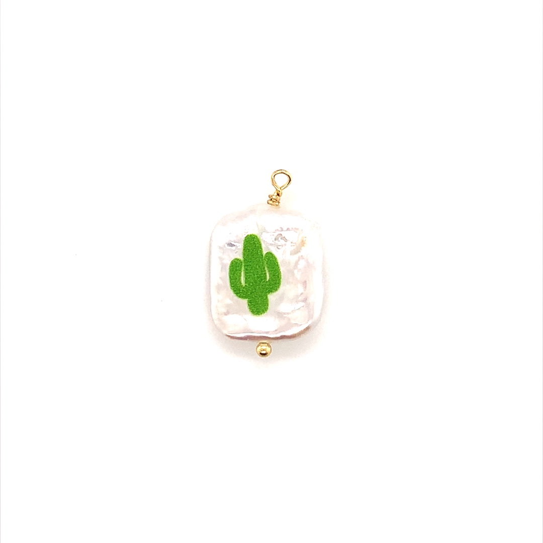 Cactus Pearl Charm - Gold Plated