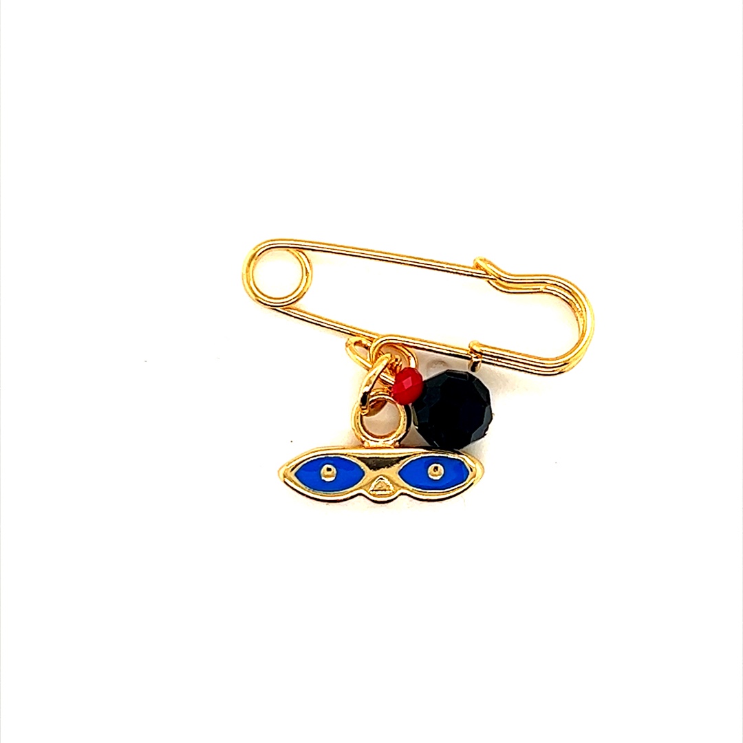 Blue Saint Lucia Eyes with Black Crystal - Gold Filled