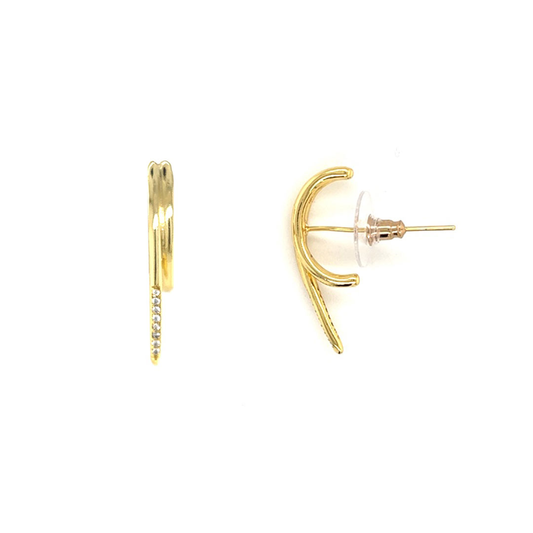 3.5mm x 30mm CZ Earrings - Gold Plated