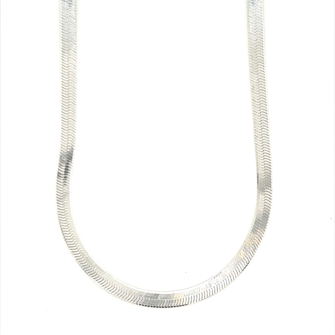 16" 3mm Herringbone Necklace - Sterling Silver