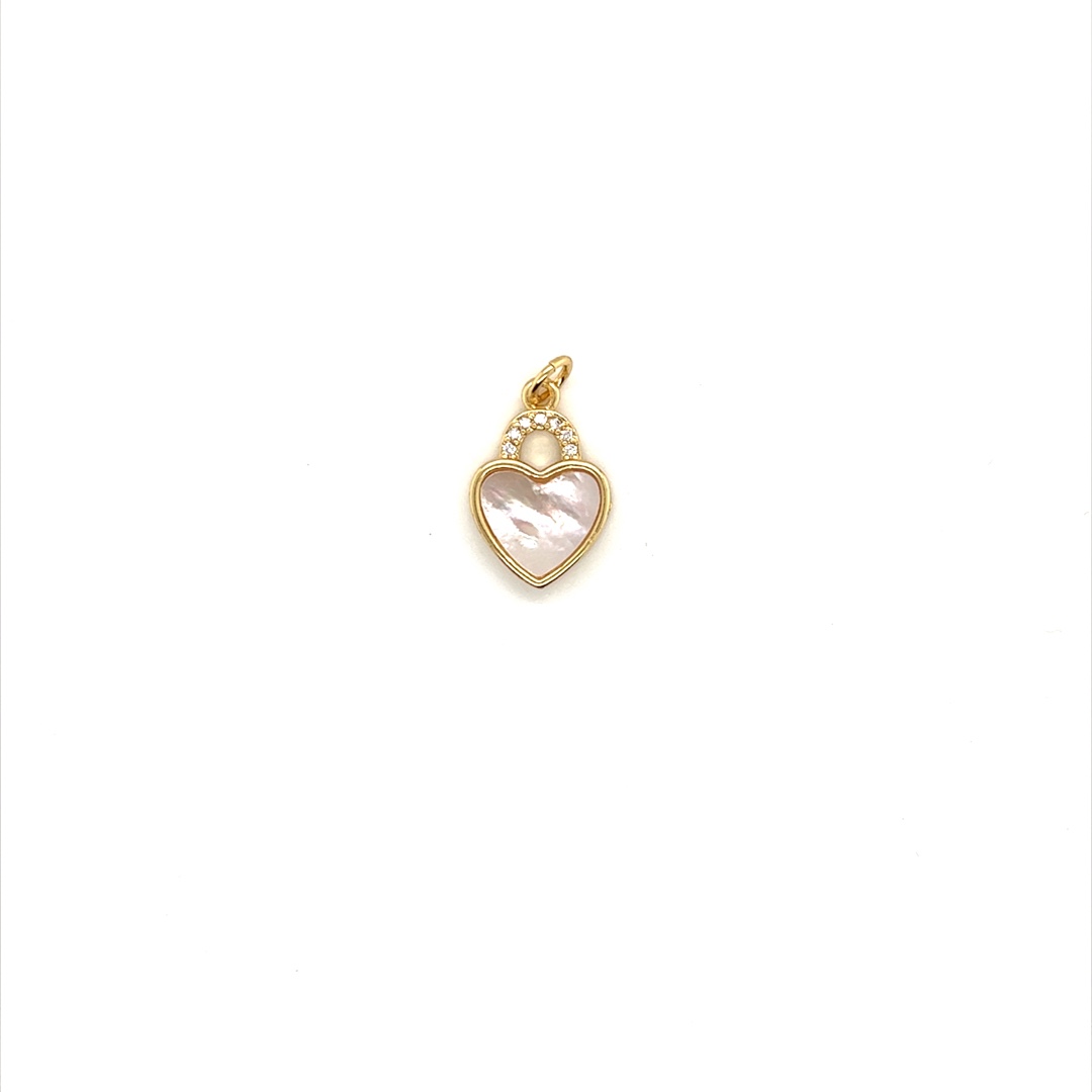 CZ Shell Pearl Heart Locket - Gold Plated