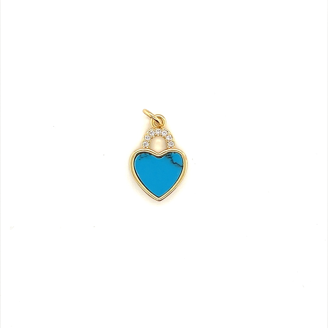 CZ Turquoise Heart Locket - Gold Plated