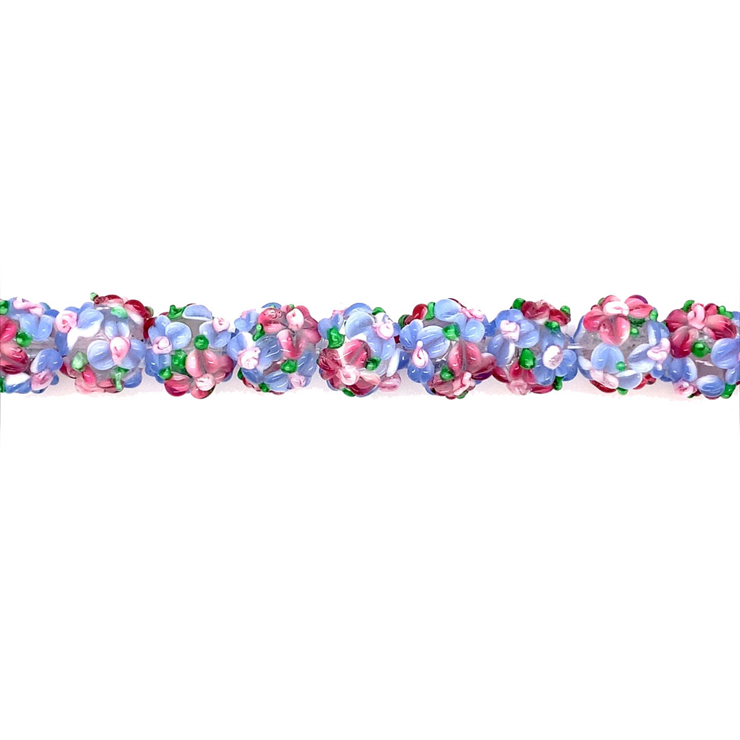 12mm Purple Glass Flower Beads
