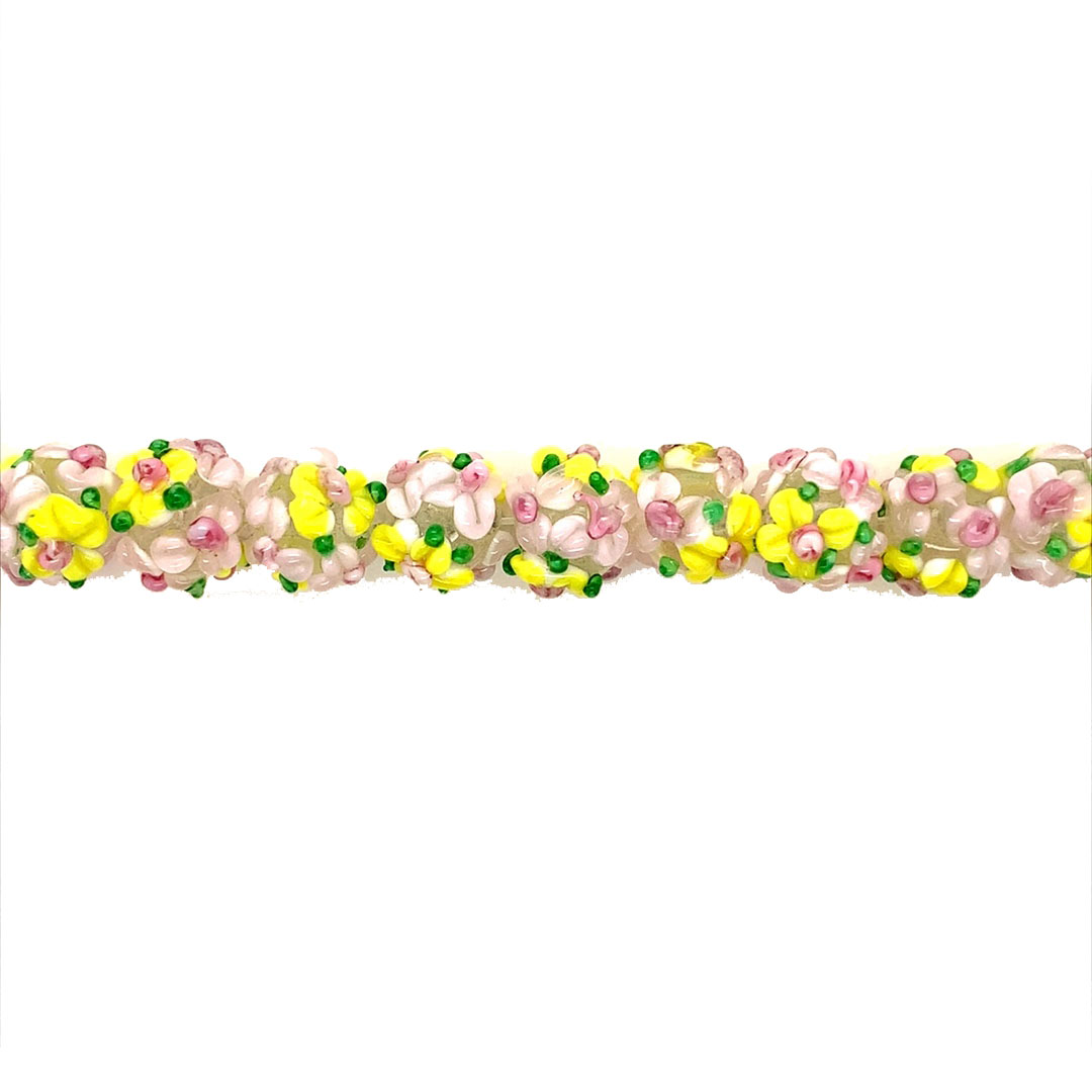 12mm Yellow Glass Flower Beads