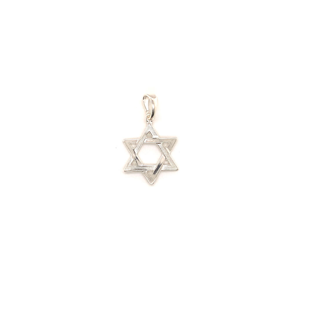 Star of David Disc Pendant - Sterling Silver