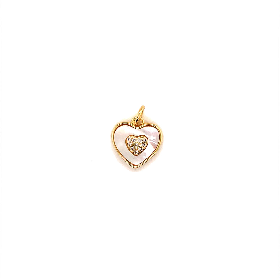 CZ Shell Pearl Heart - Gold Plated