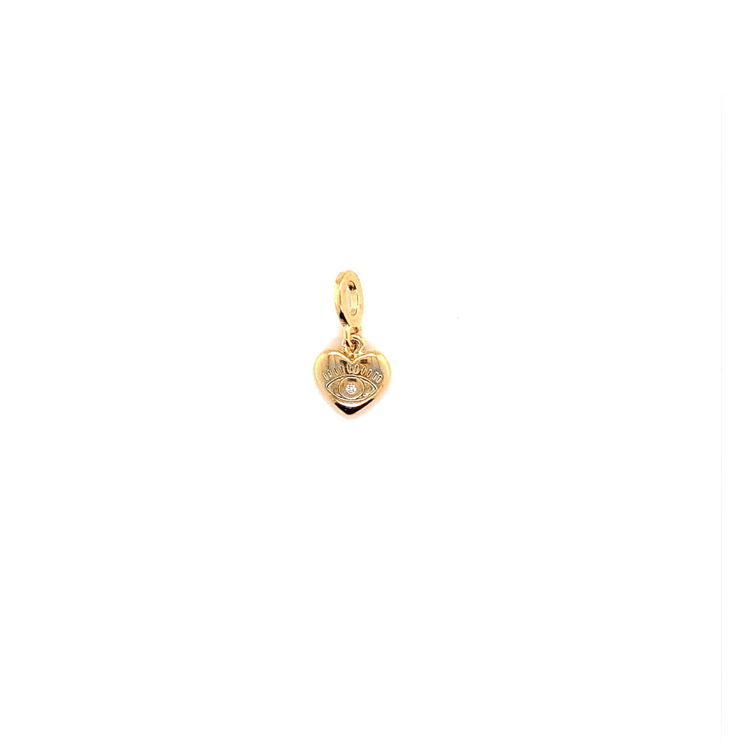 Heart with Evil Eye Pendant - Gold Filled