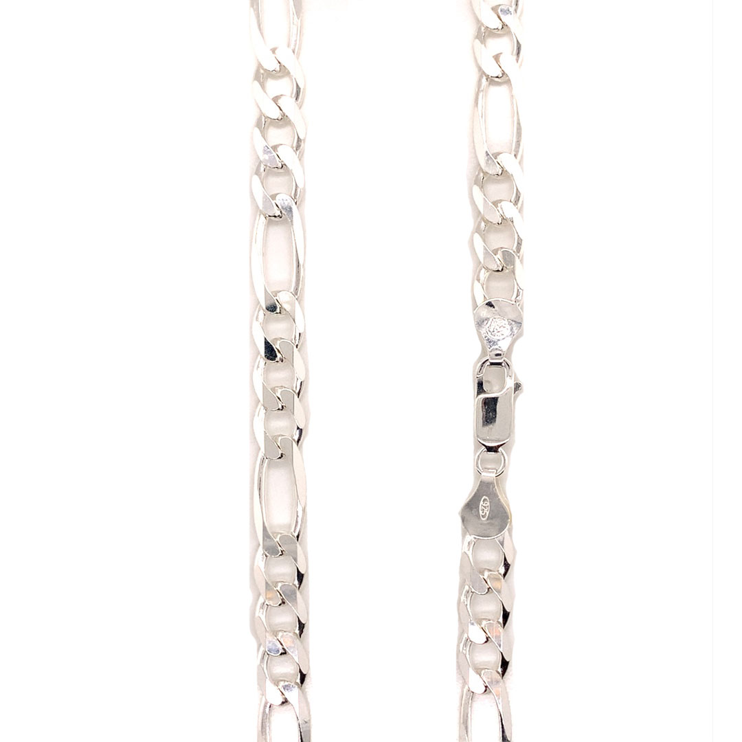 24" 7mm Figaro Chain - Sterling Silver