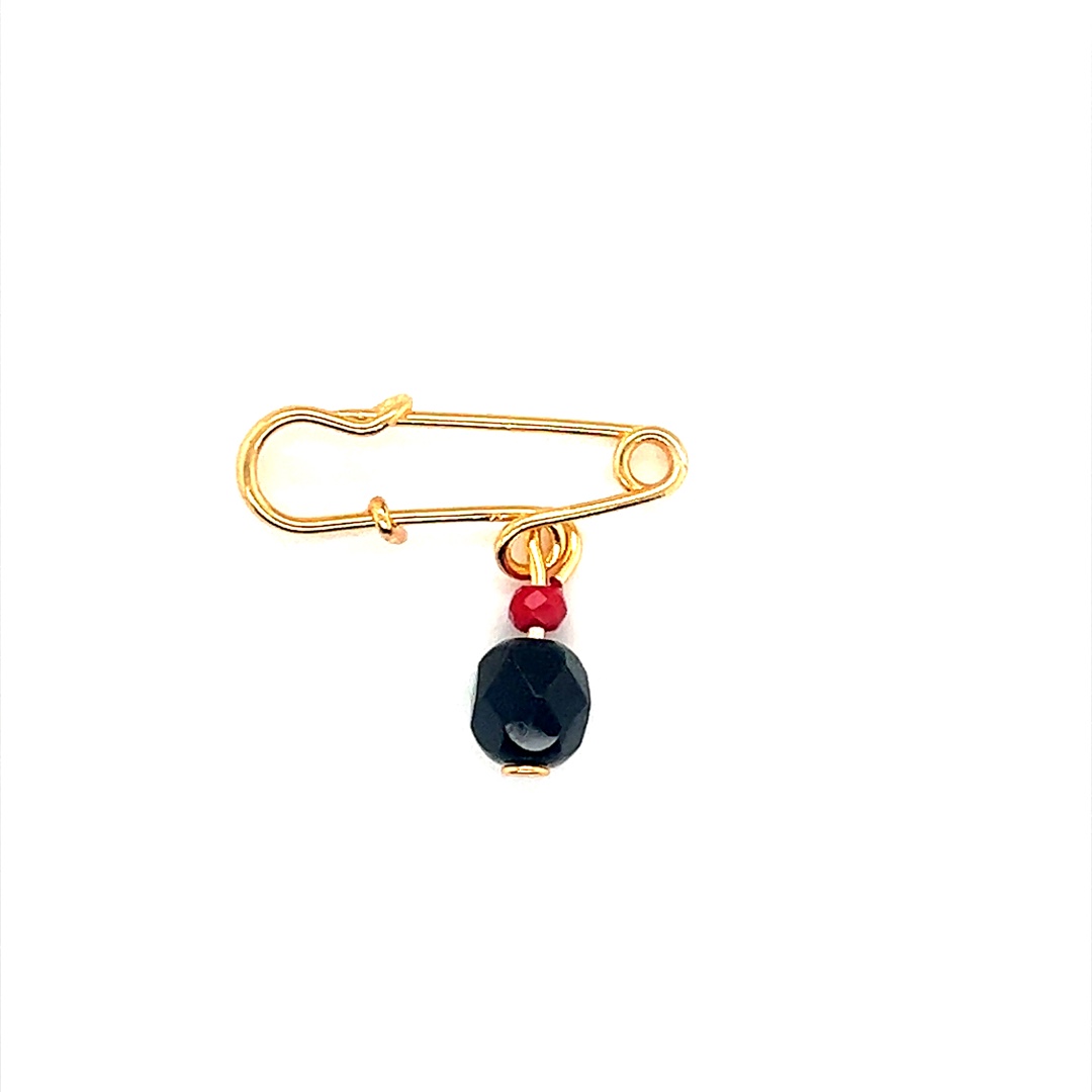 Pin with Black Crystal - Gold Filled