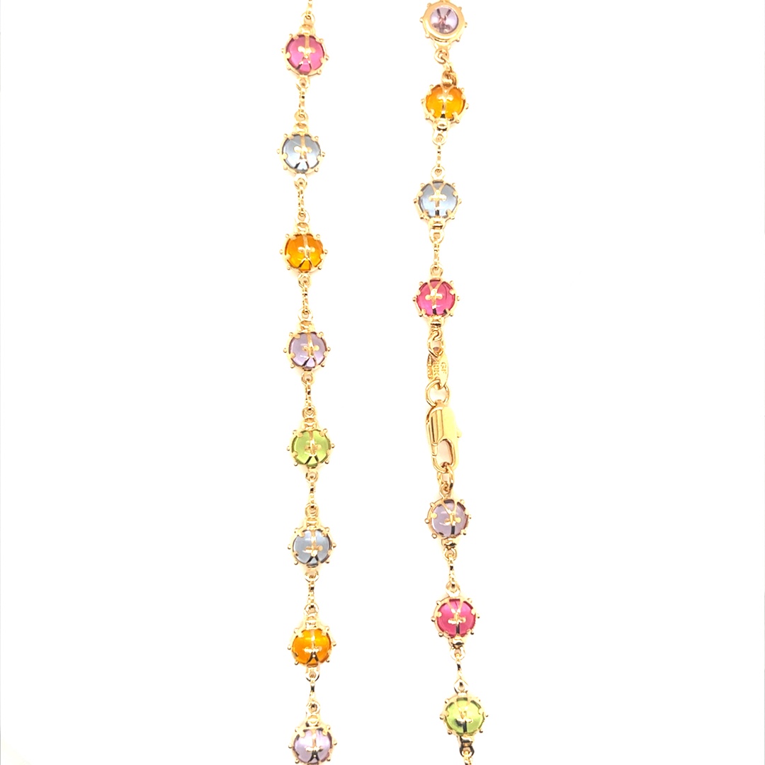 18" Multi Color Lady Bug Necklace - Gold Filled