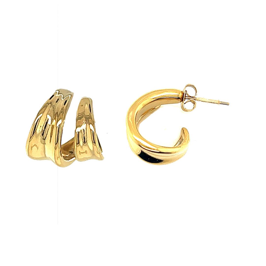 17mm x 16mm Curve Hoop Studs - Stainless Steel - Gold Plated