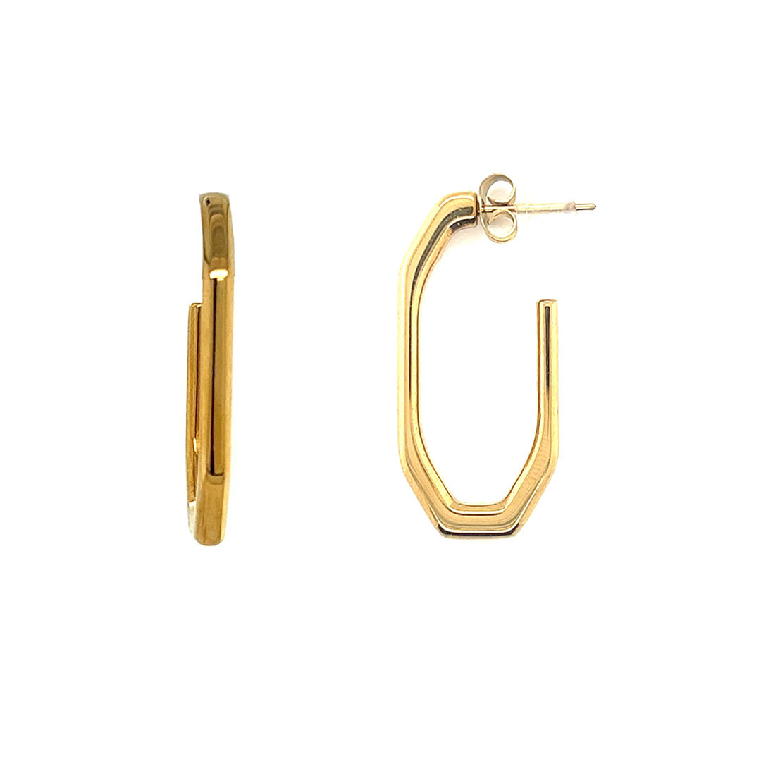 2.5mm x 32mm Hoop Studs - Stainless Steel - Gold Plated