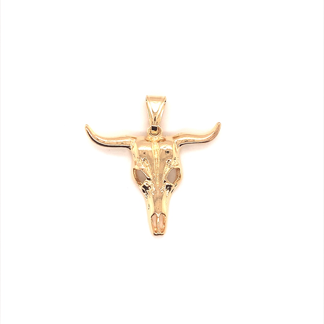 Bull Skull Pendant - Gold Filled