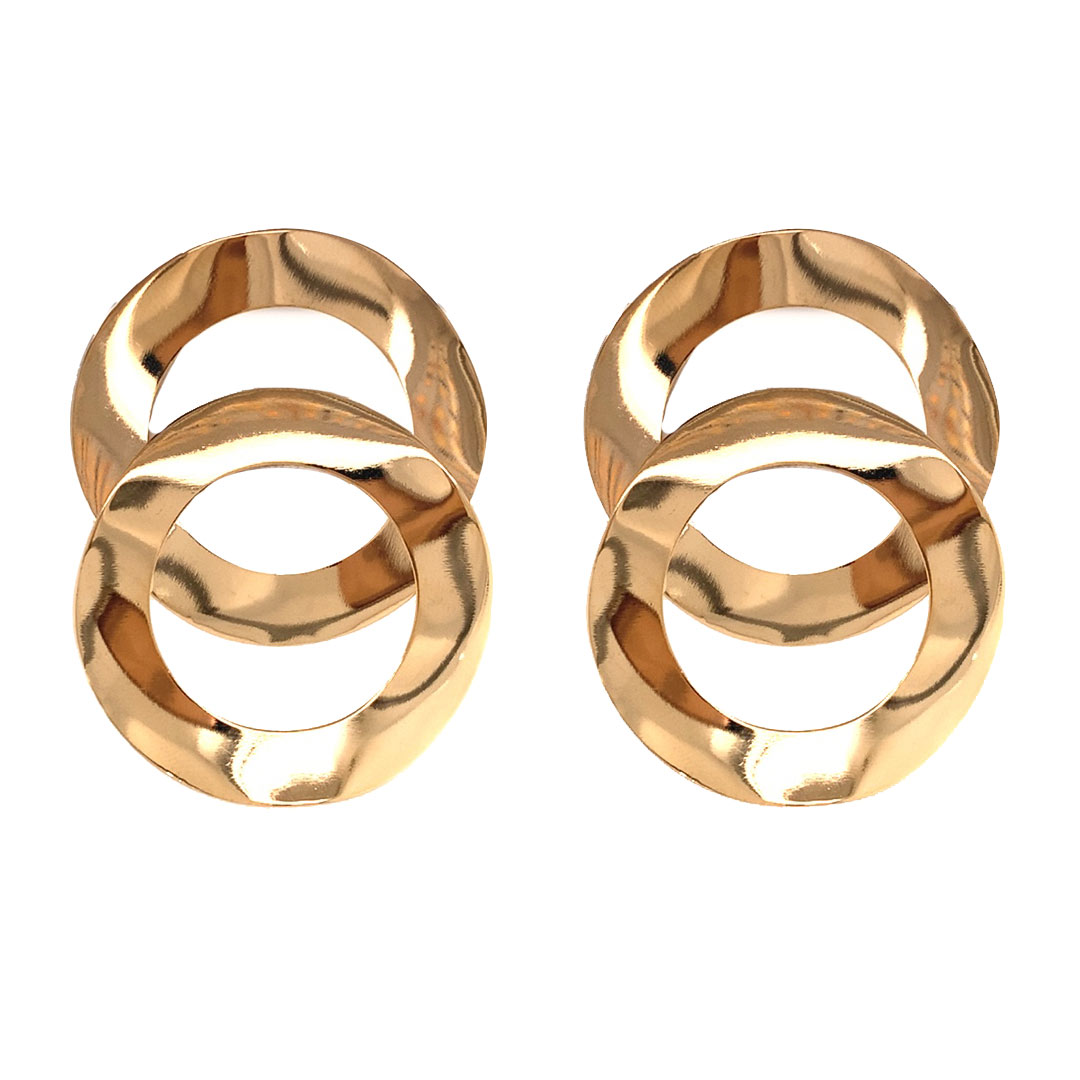 30mm x 40mm Circular Disc Earrings - Gold Filled