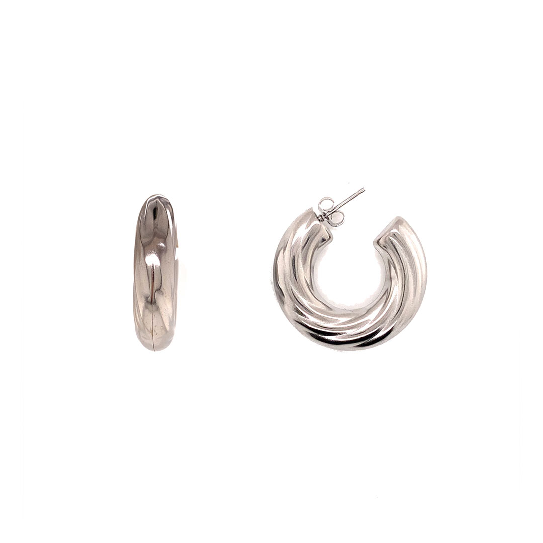 8mm x 30mm Twisted Hoop - Stainless Steel