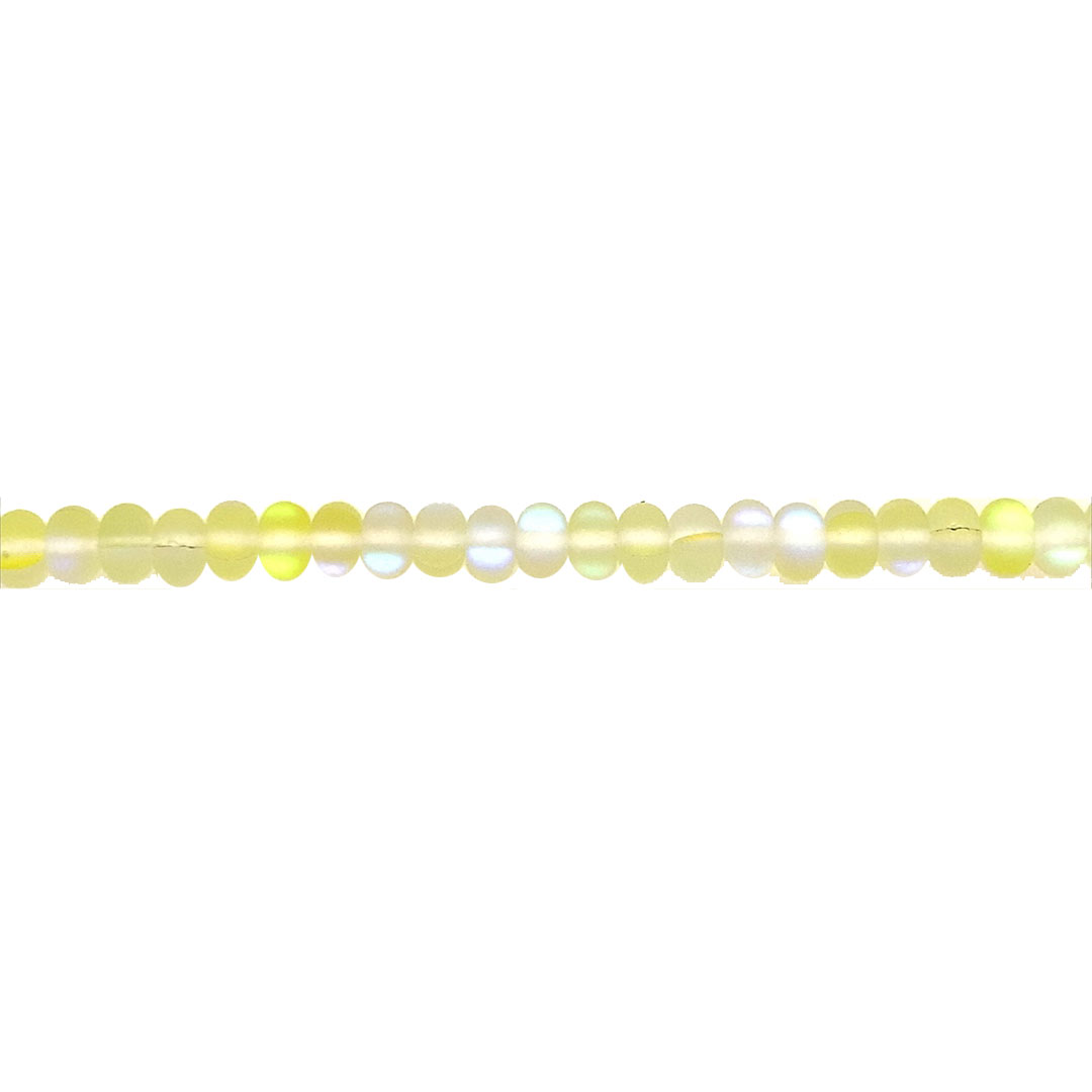 4x6mm Lemon Yellow Frosted Opal Glass Beads - Rondelle