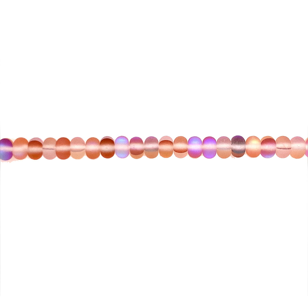 4x6mm Lilac Melody Frosted Opal Glass Beads - Rondelle