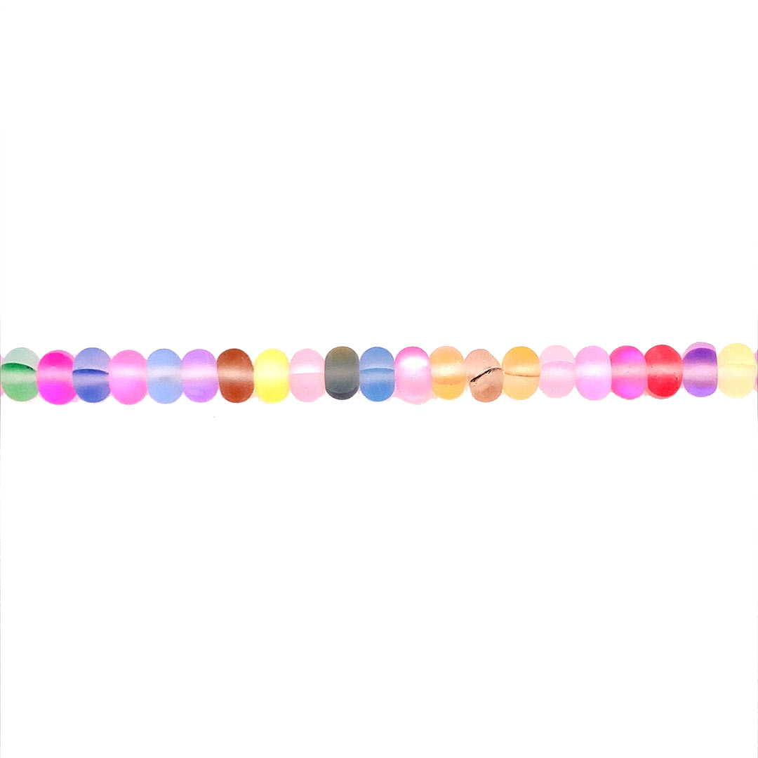 4x6mm Multicolor Frosted Opal Glass Beads - Rondelle