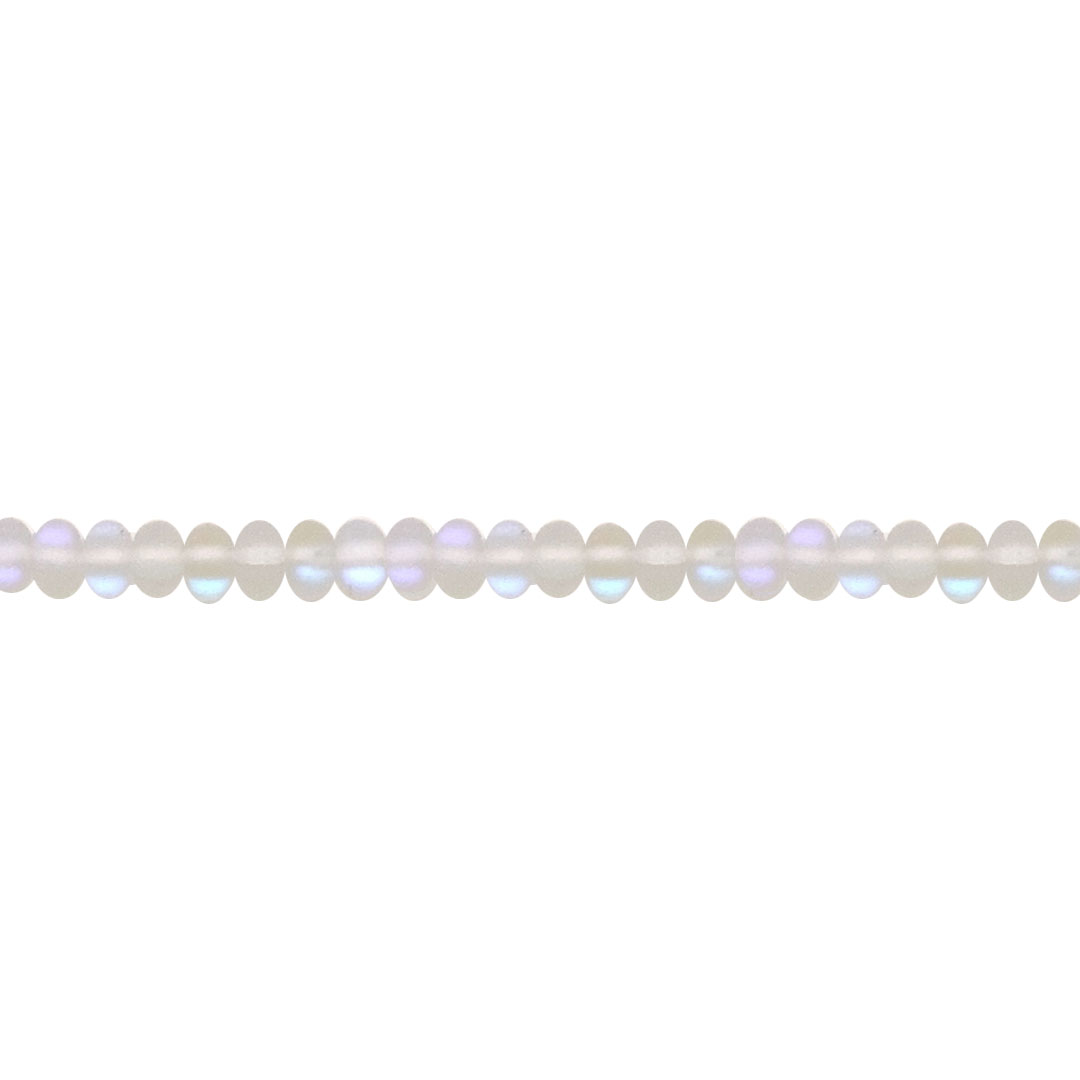 4x6mm White Frosted Opal Glass Beads - Rondelle