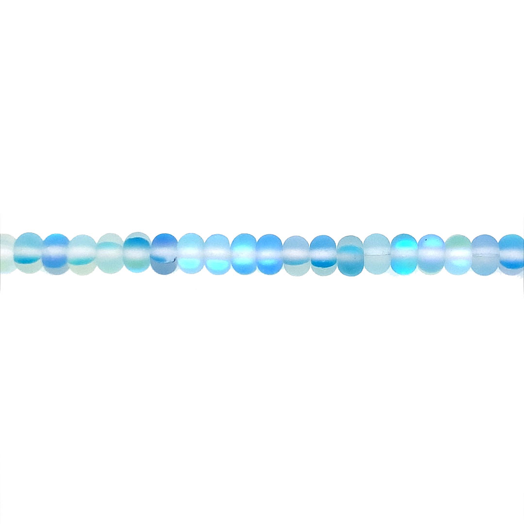 4x6mm Light Blue Frosted Opal Glass Beads - Rondelle