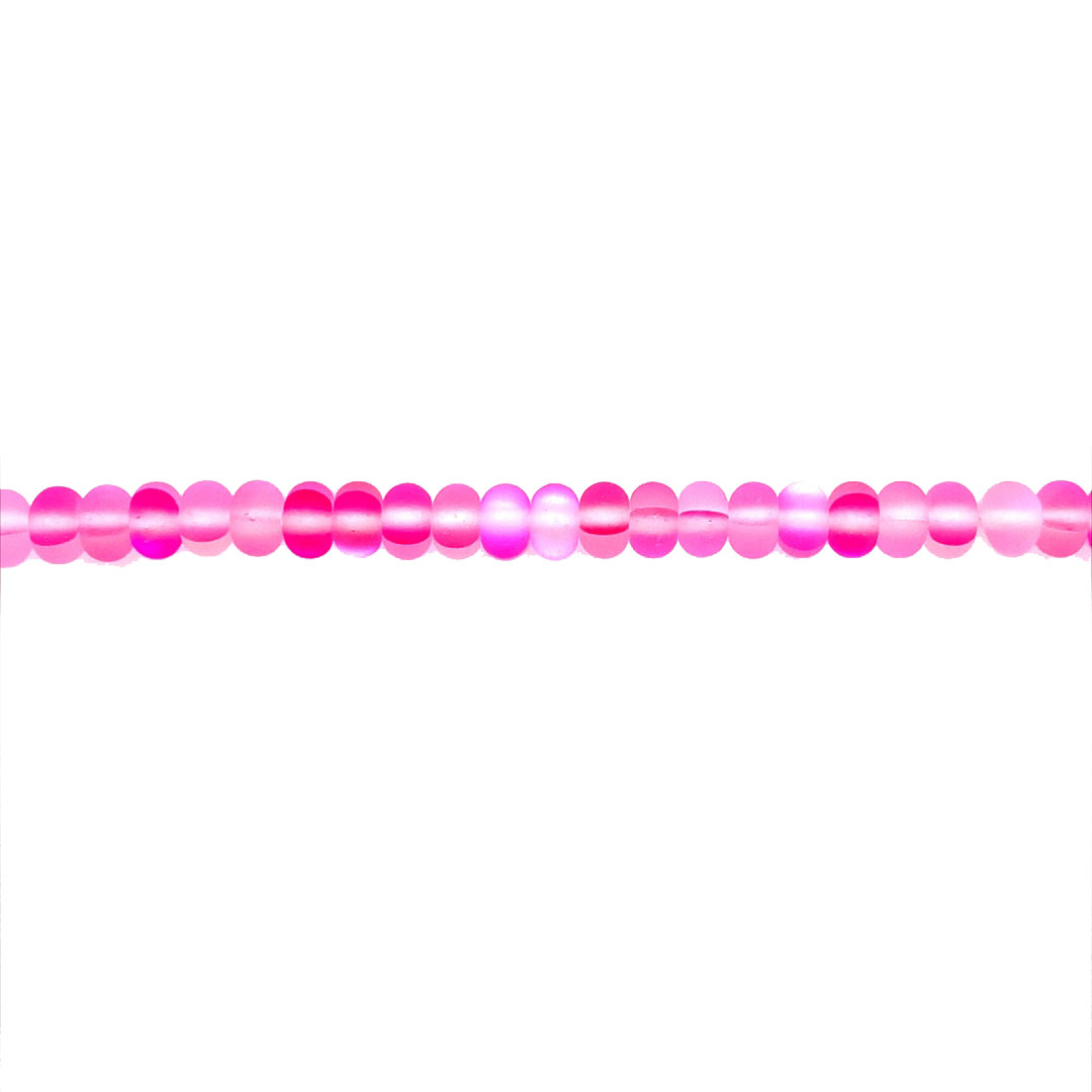 4x6mm Fuchsia Frosted Opal Glass Beads - Rondelle