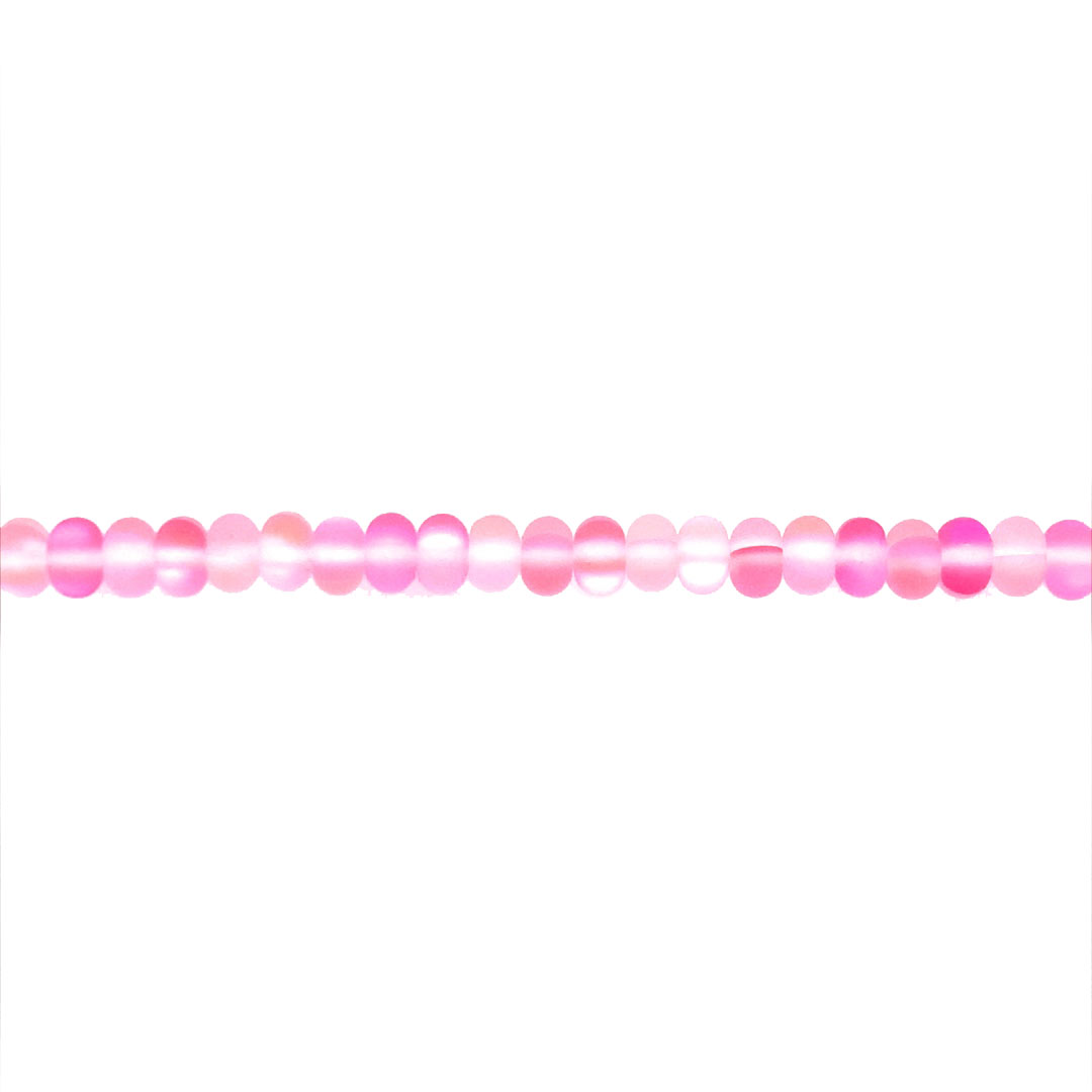 4x6mm Hot Pink Frosted Opal Glass Beads - Rondelle