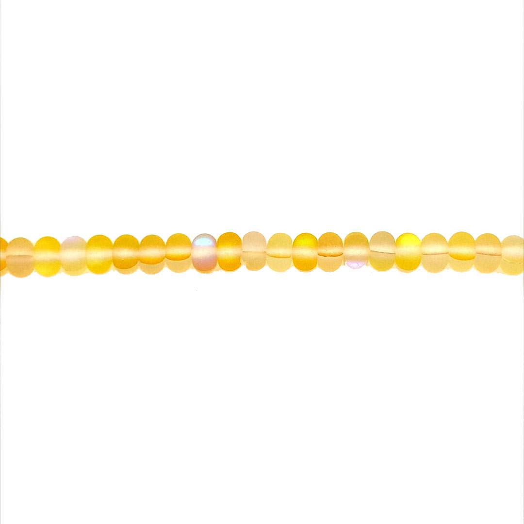 4x6mm Yellow Frosted Opal Glass Beads - Rondelle