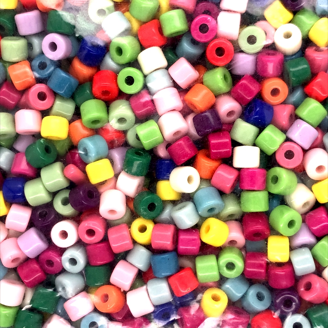 5.3mm x 6.4mm Multicolor Acrylic Tube Beads - 500g Bag