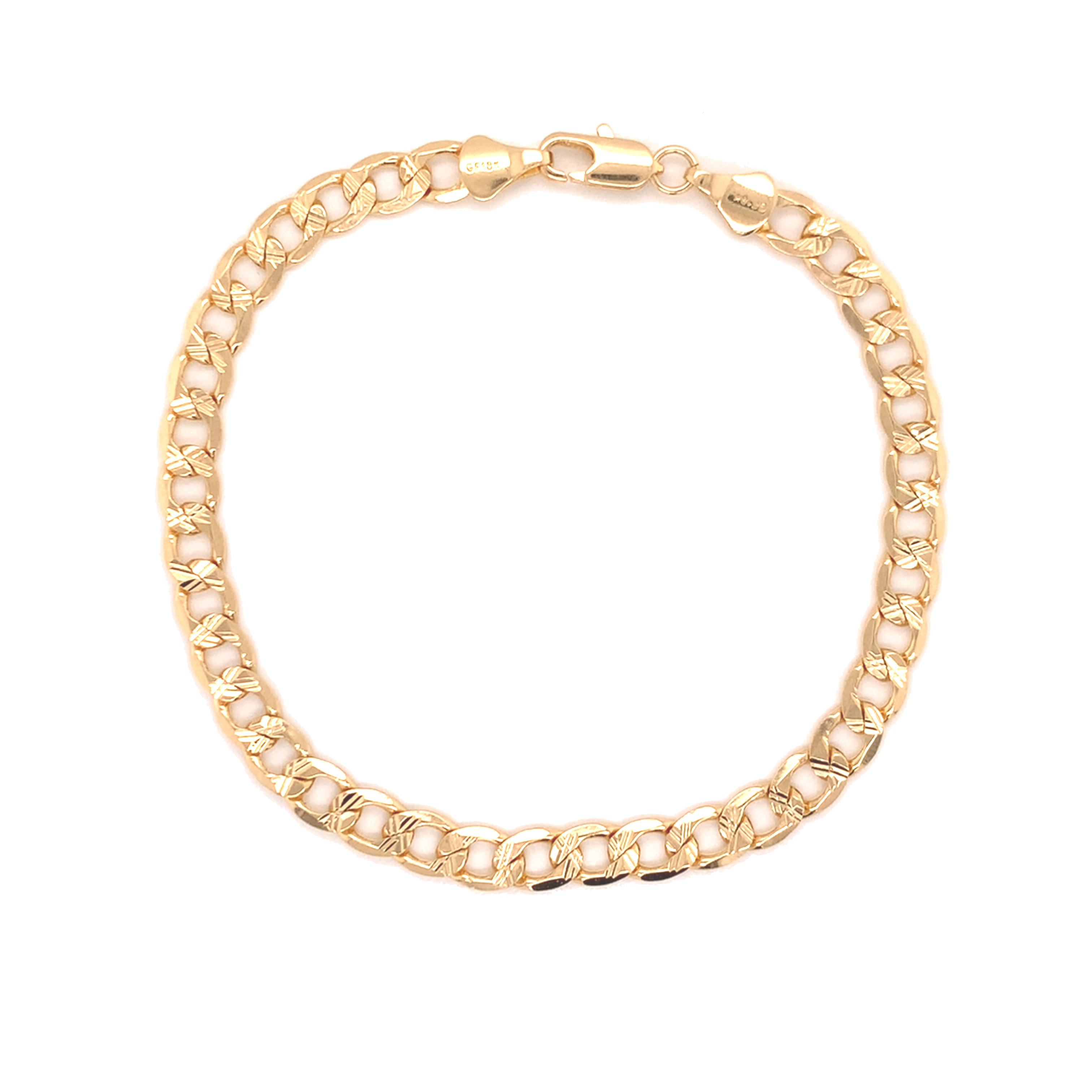 Men's Etched Curb Chain Link Bracelet - Gold Filled - 8.5"