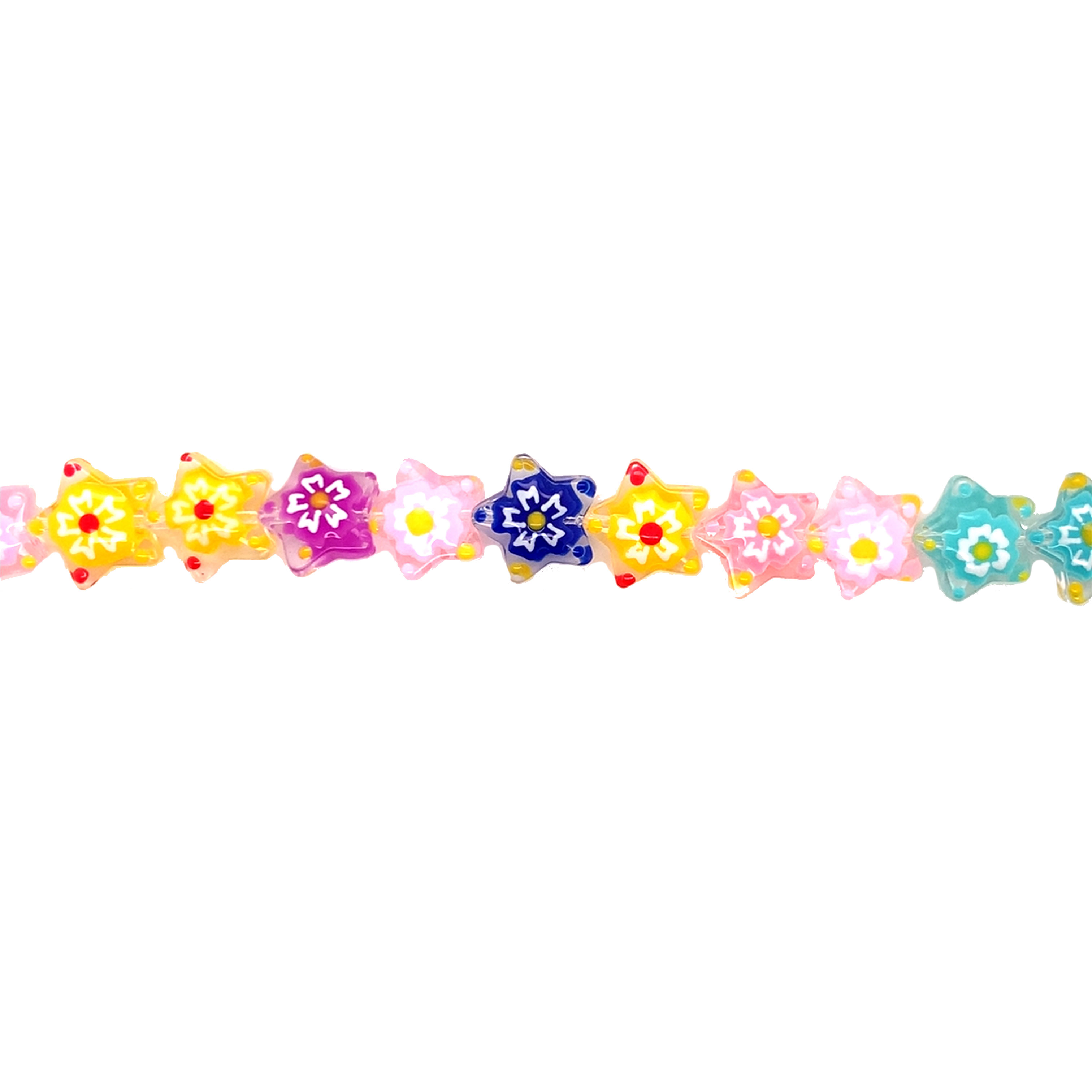 13mm Multicolor Glass Star Flowers