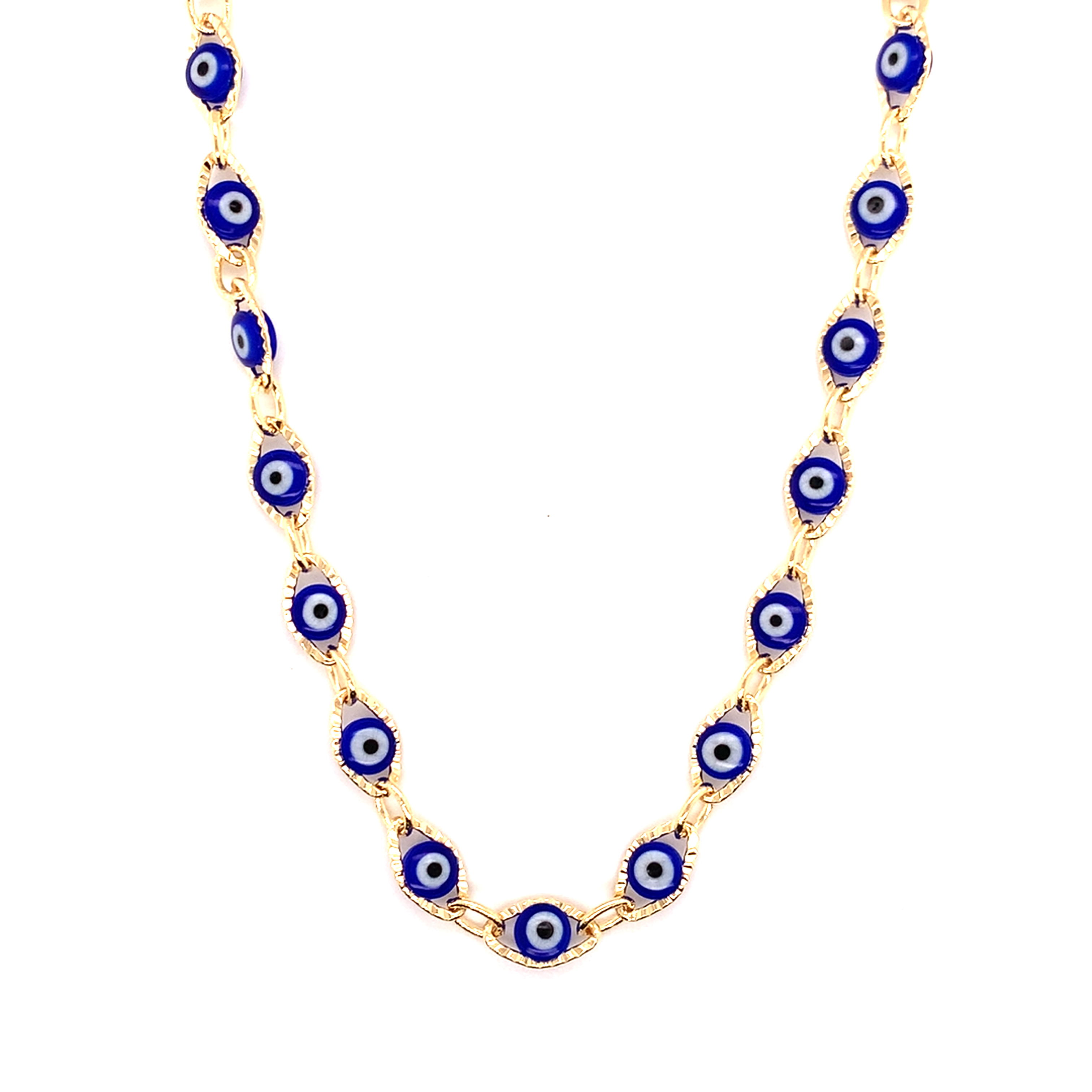 18" 6mm Blue Lucky Eye Necklace - Gold Filled