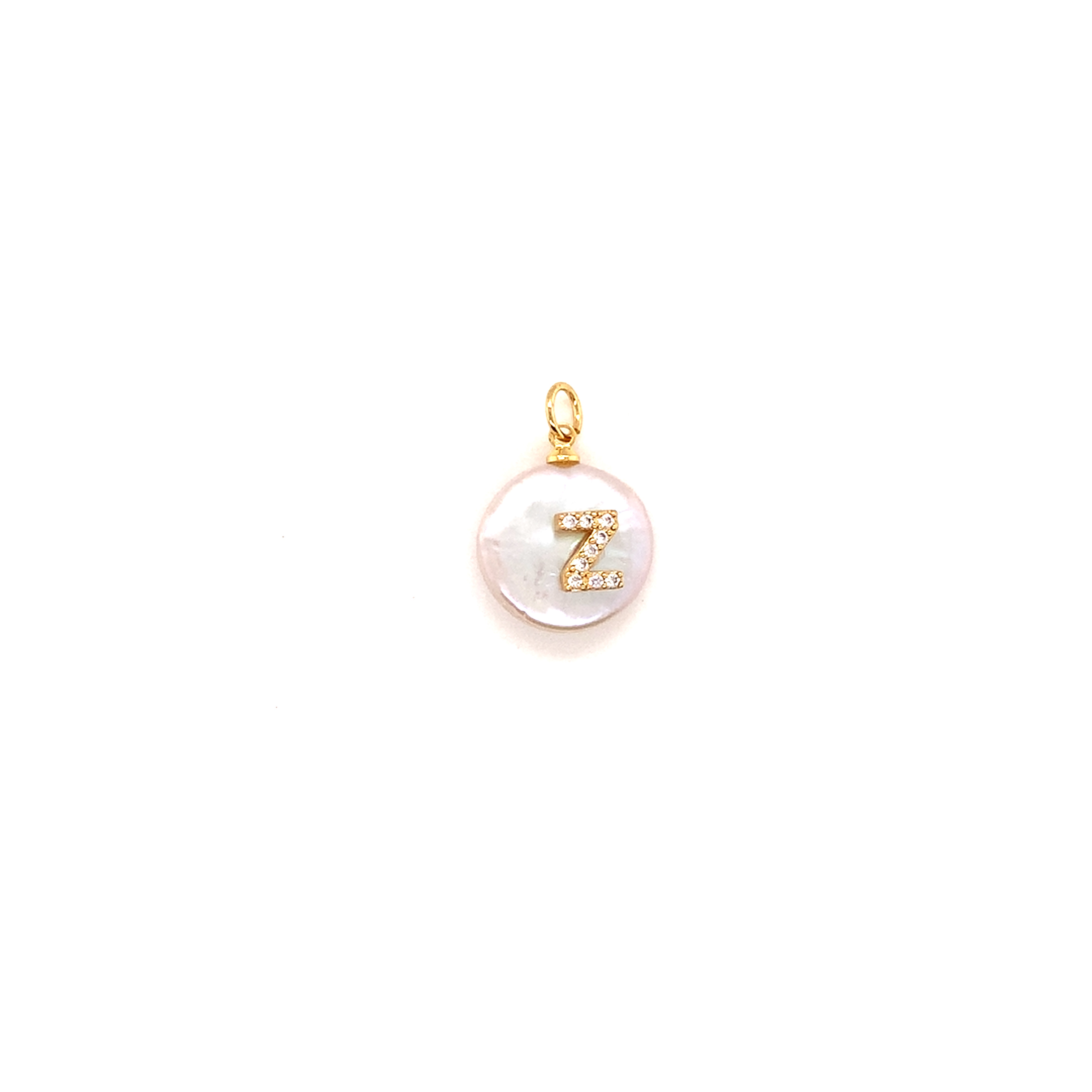 CZ "Z" Pearl Letter - Gold Plated