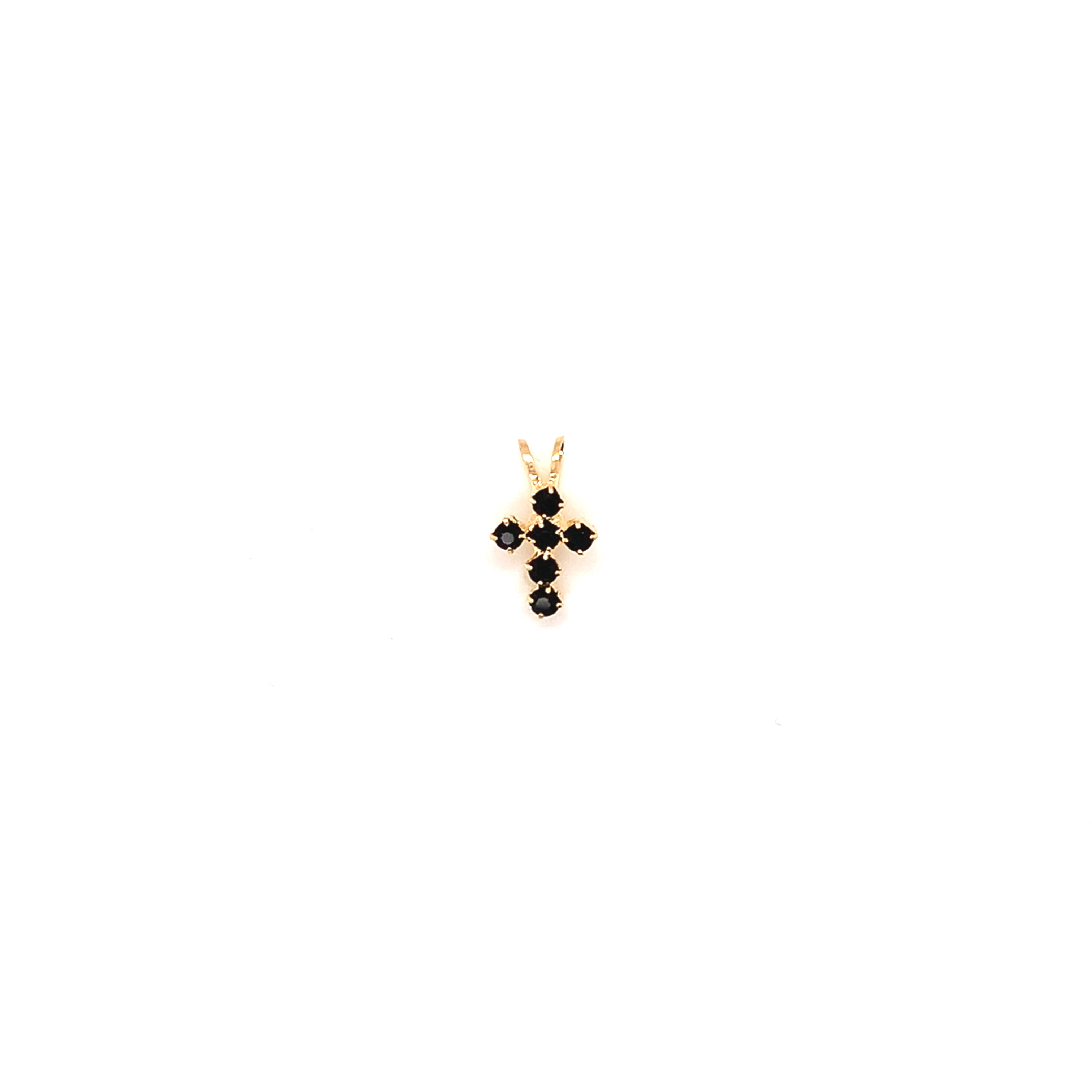 Black CZ Cross Pendant - Gold Filled