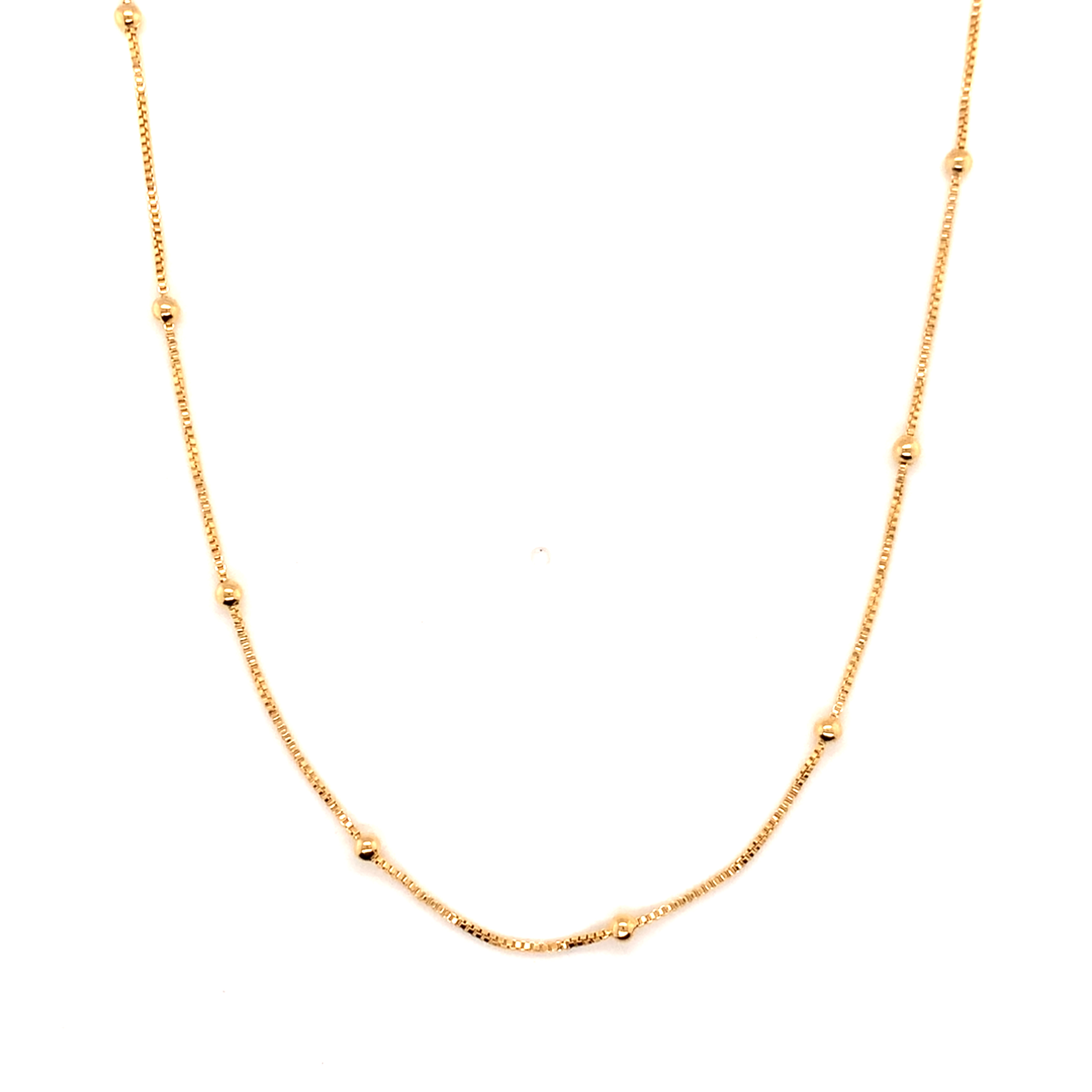 32" Box Chain with Ball Accent Belly Chain with 2" Extension - Gold Filled