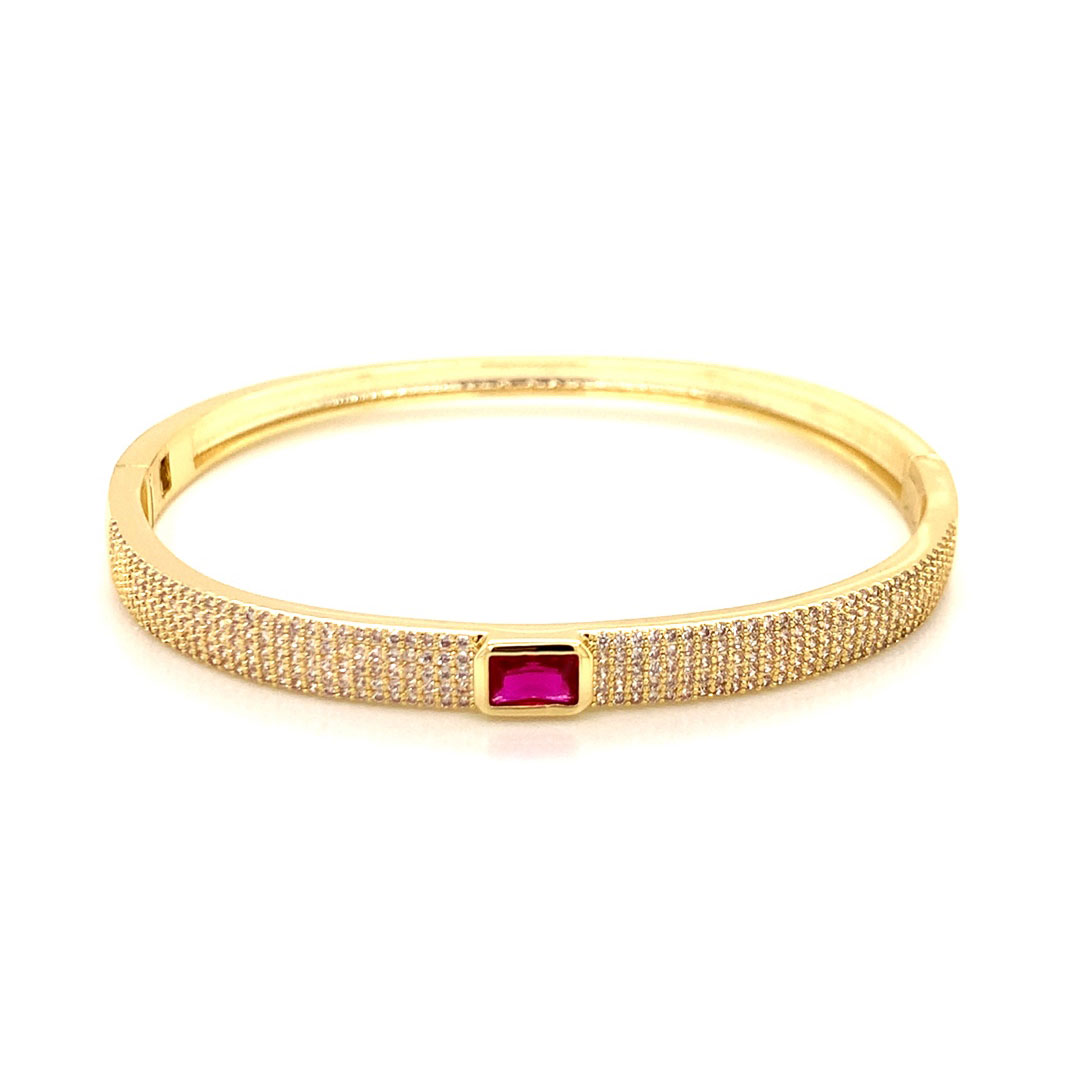 CZ Ruby Bangle - Gold Plated