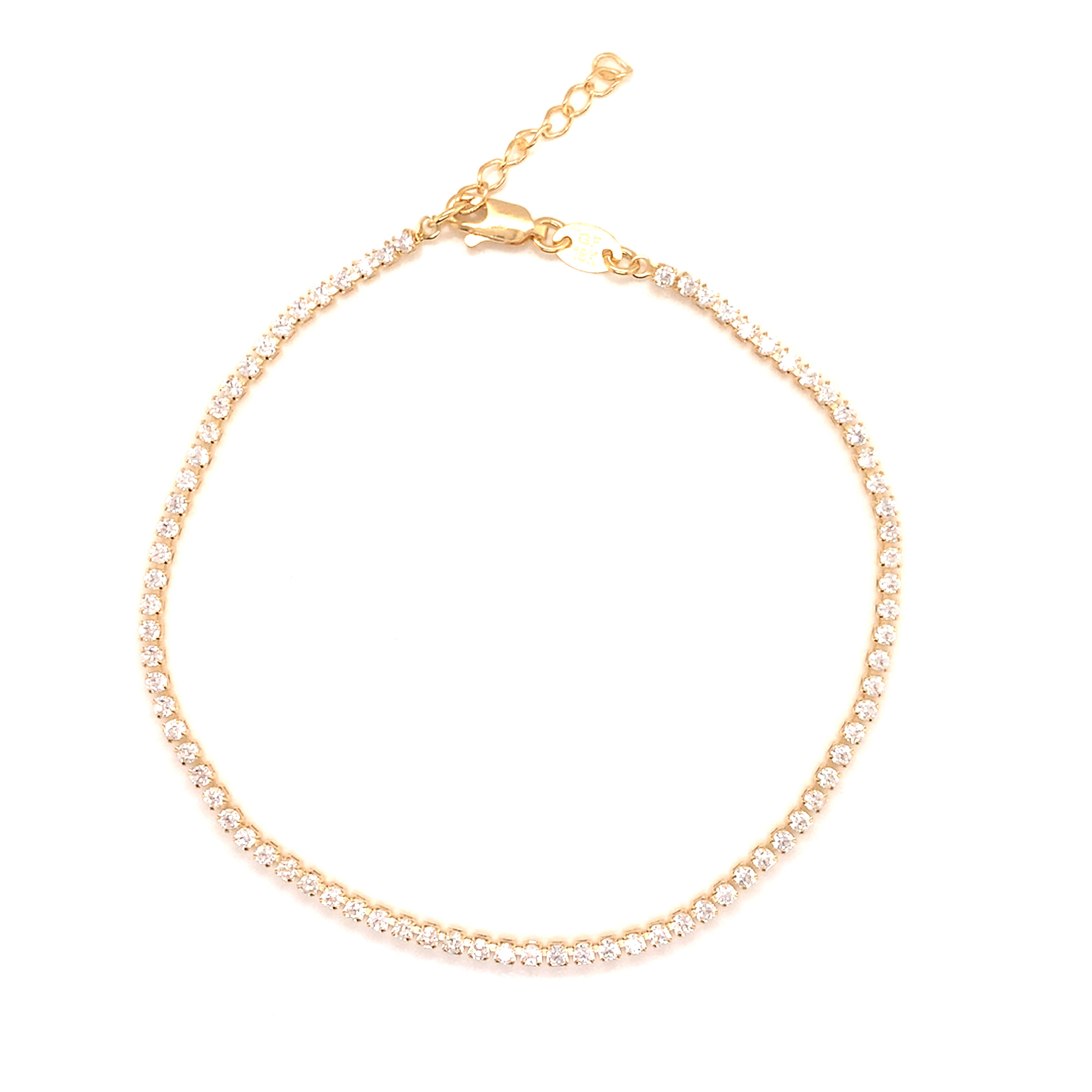 9" Tennis Anklet with 1" Extension - Gold Filled