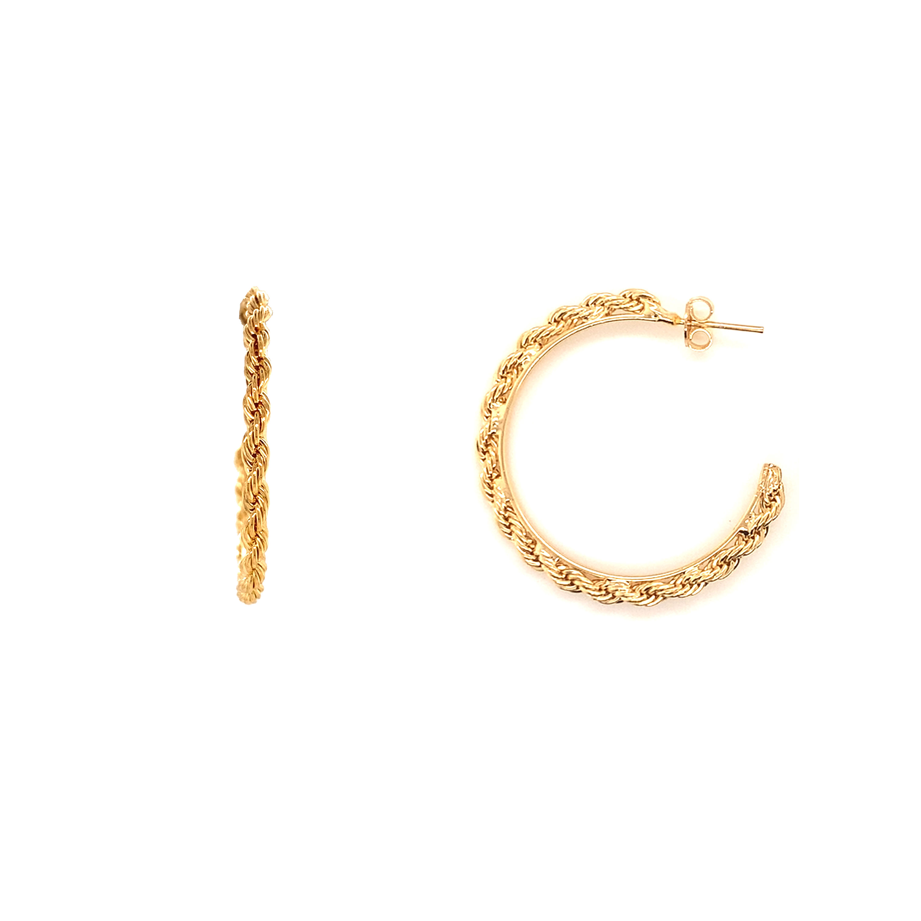 3mm x 35mm Rope Hoops - Gold Filled