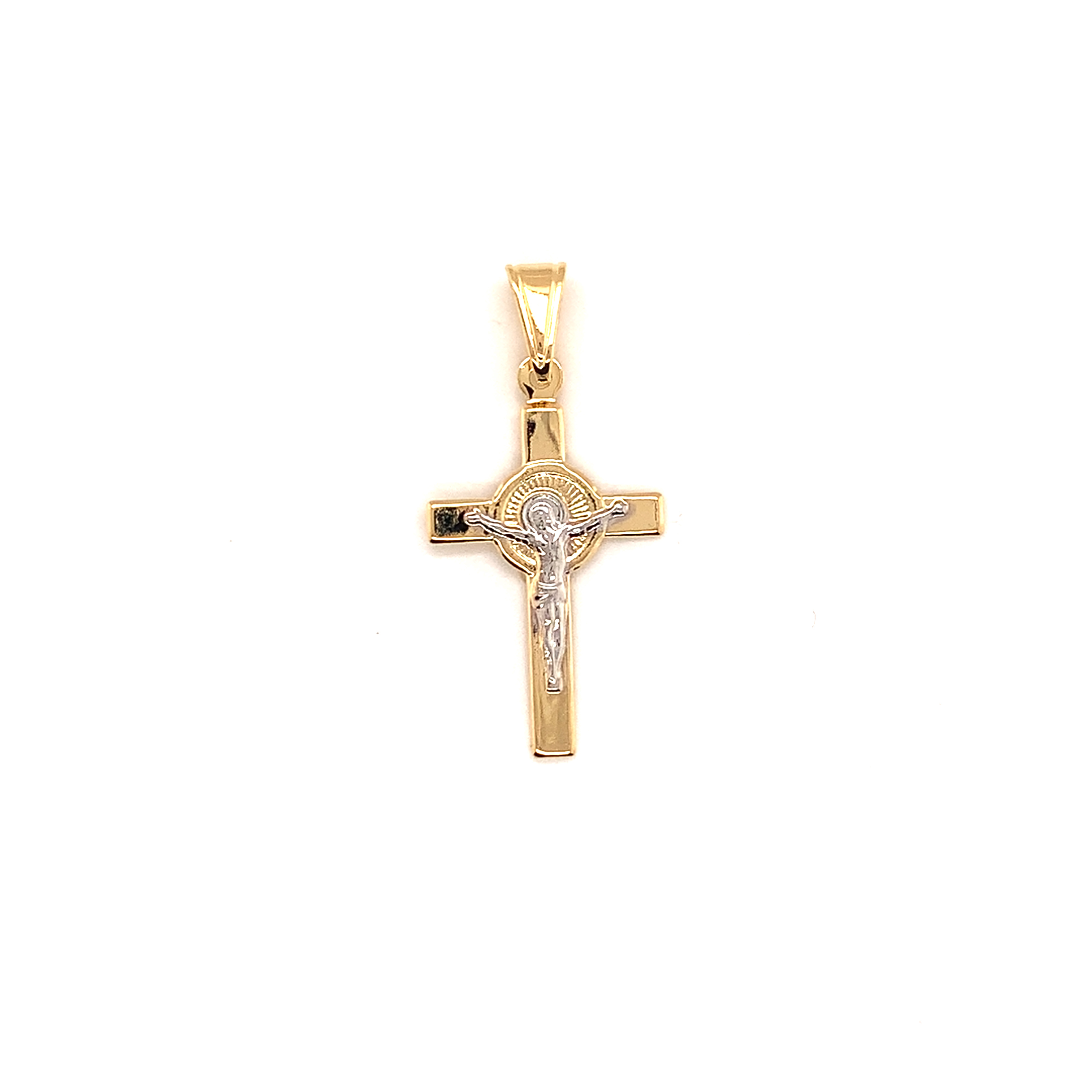 Two Tone Crucifix Pendant - Gold Filled