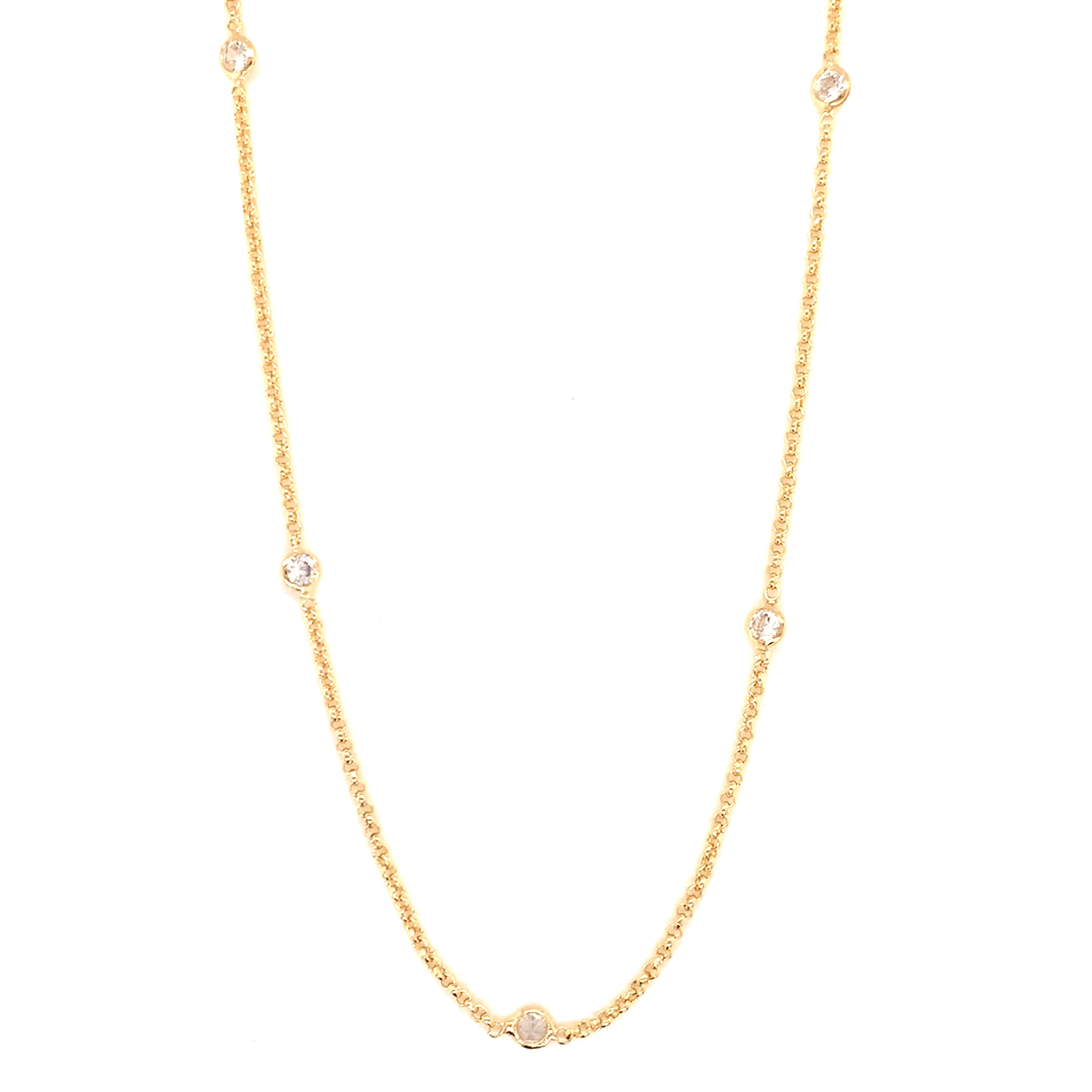 16" CZ Station Necklace + 2" Extension - Gold Filled