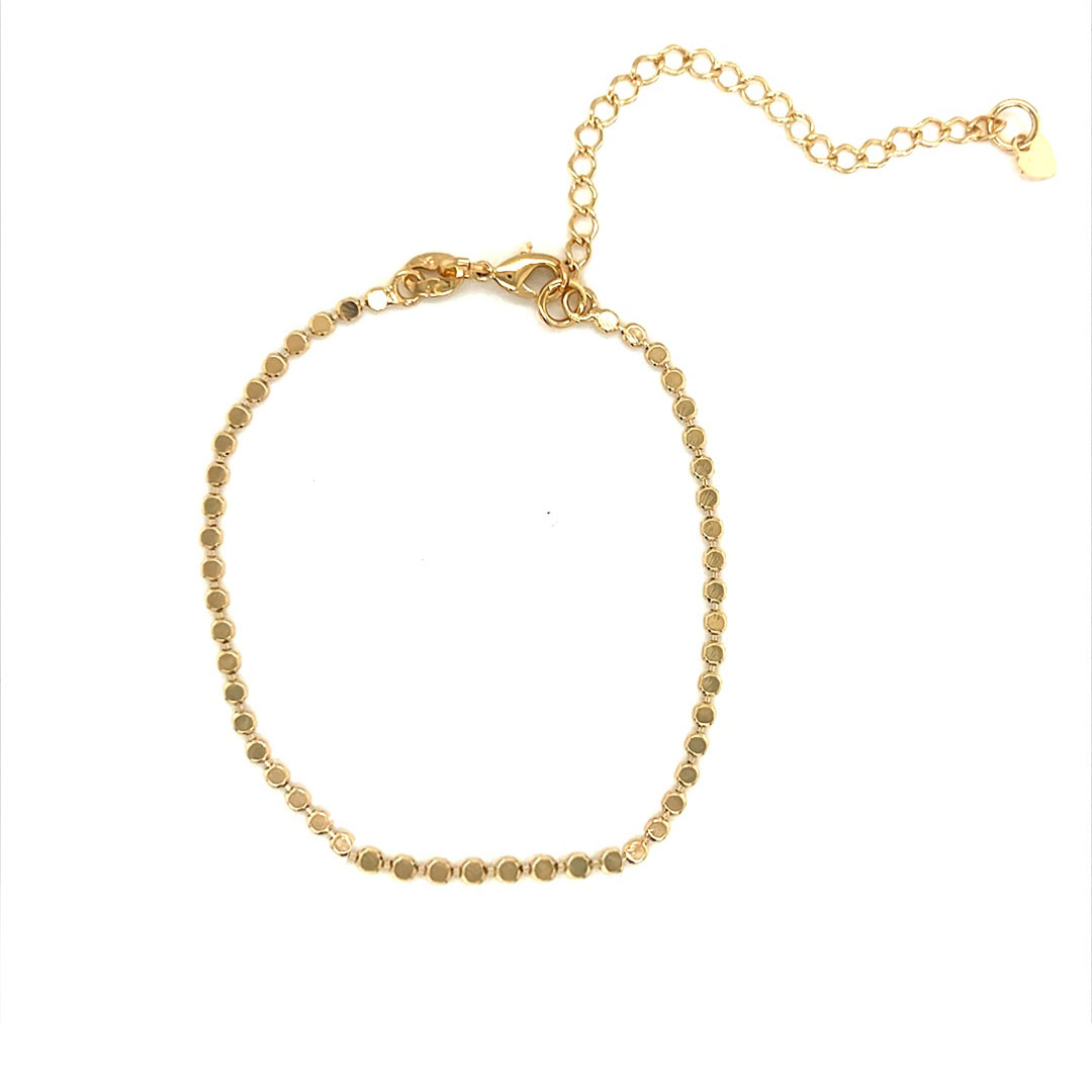 Flat Ball Disc Bracelet 6.5" + 2" Extension - Gold Filled
