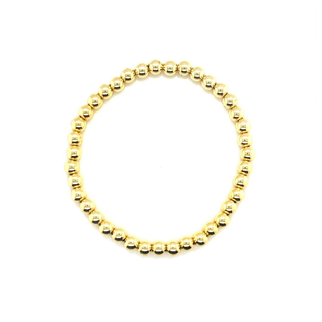 5mm Stainless Steel Beaded Bracelet - Gold Plated